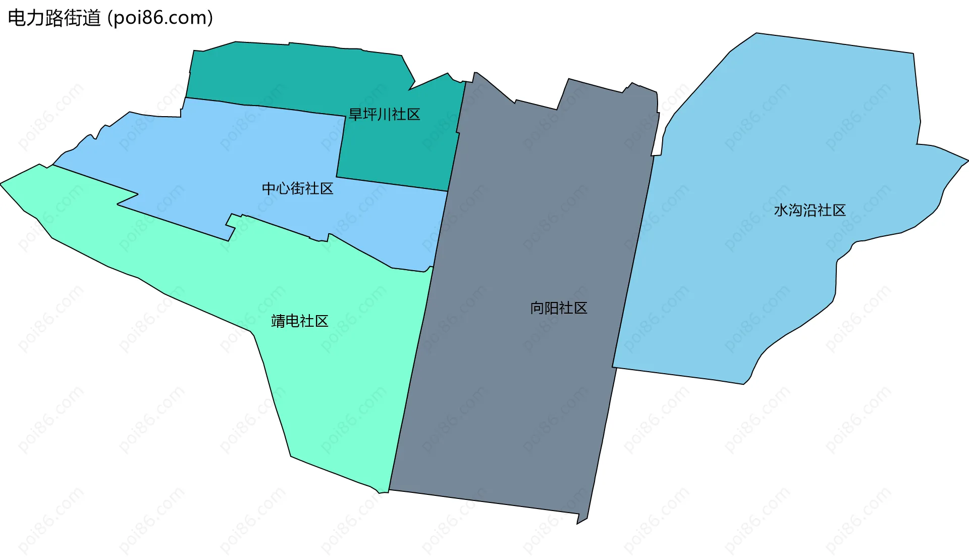 电力路街道边界地图(五级行政区划)