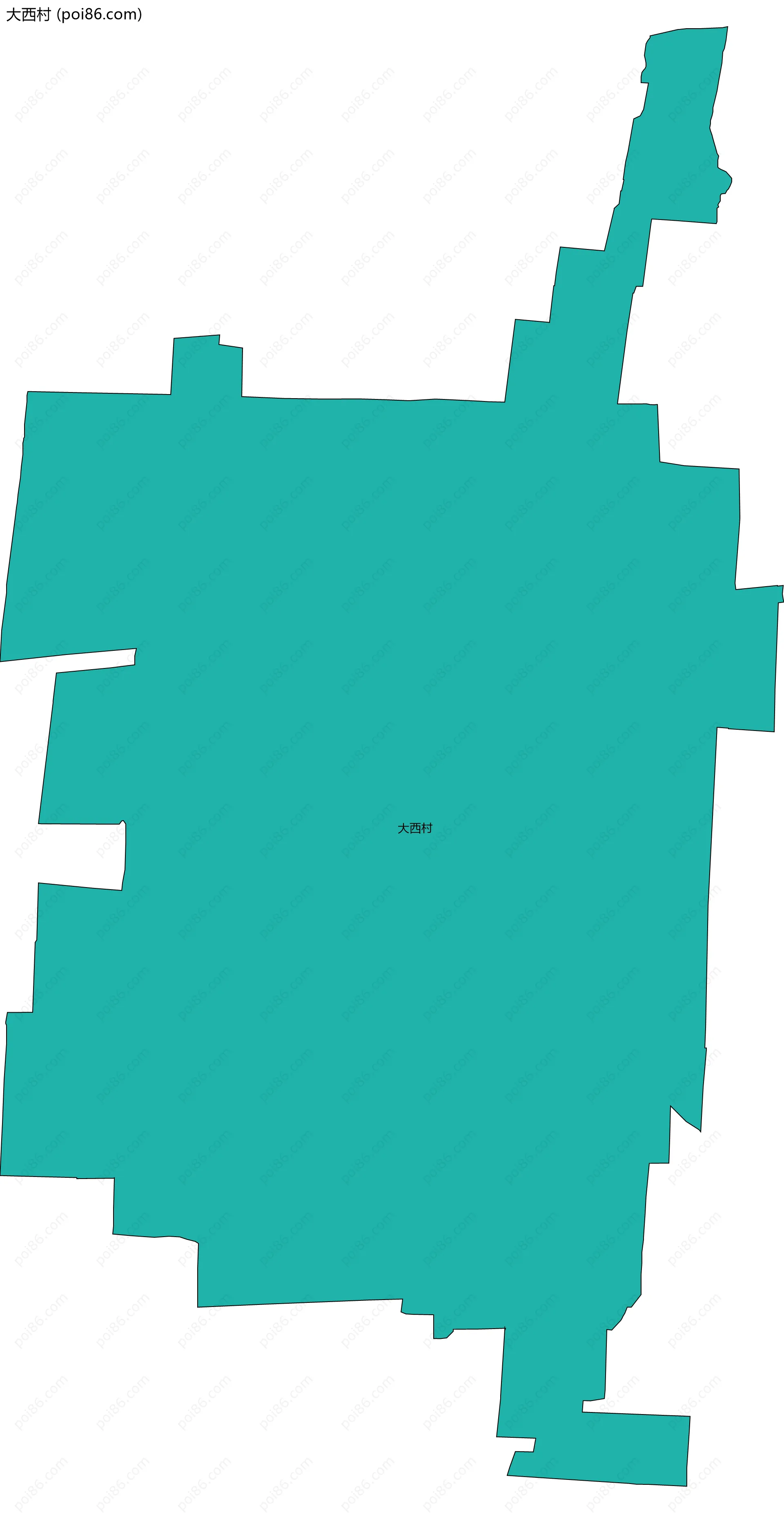 大西村边界地图