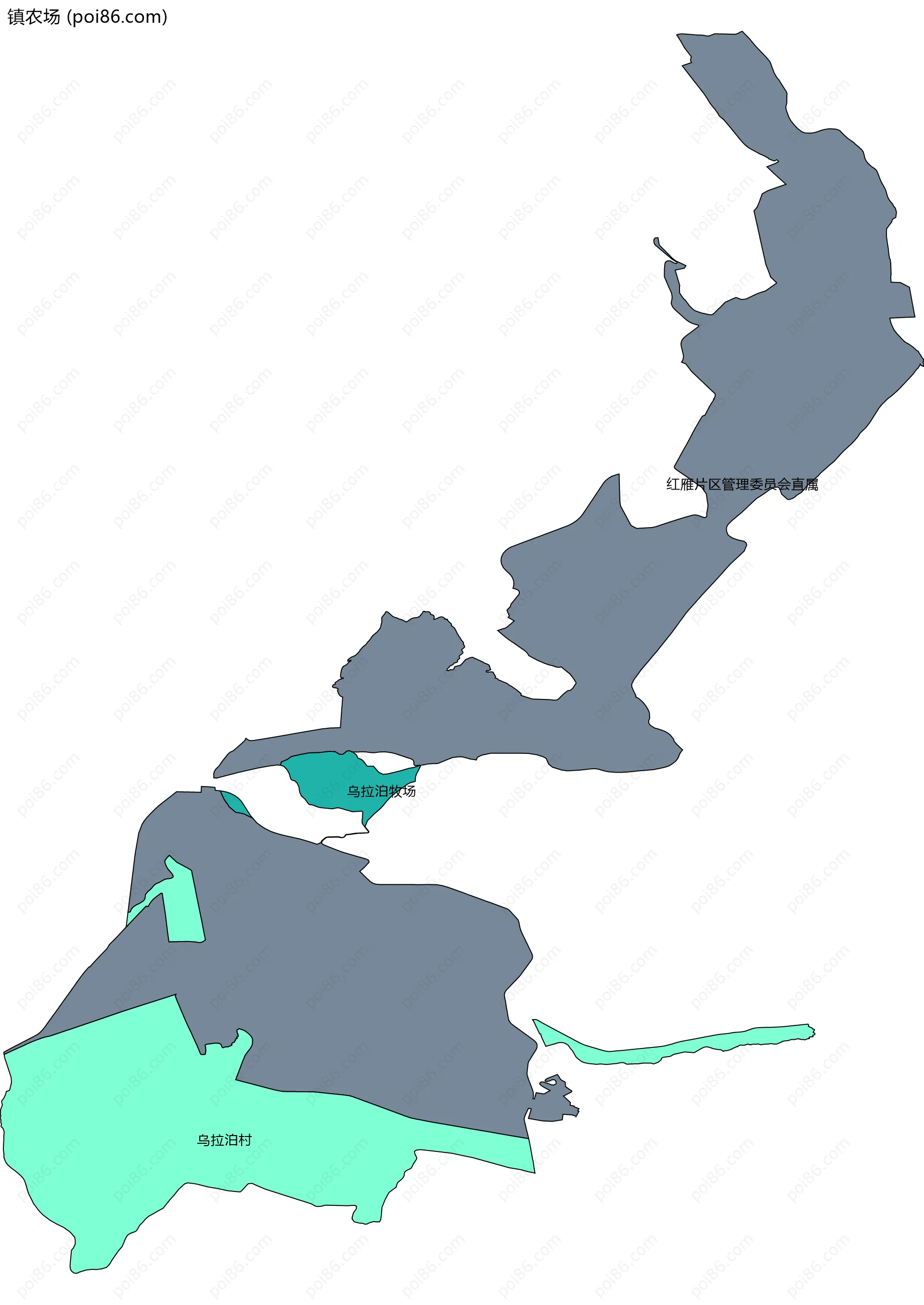镇农场边界地图(五级行政区划)
