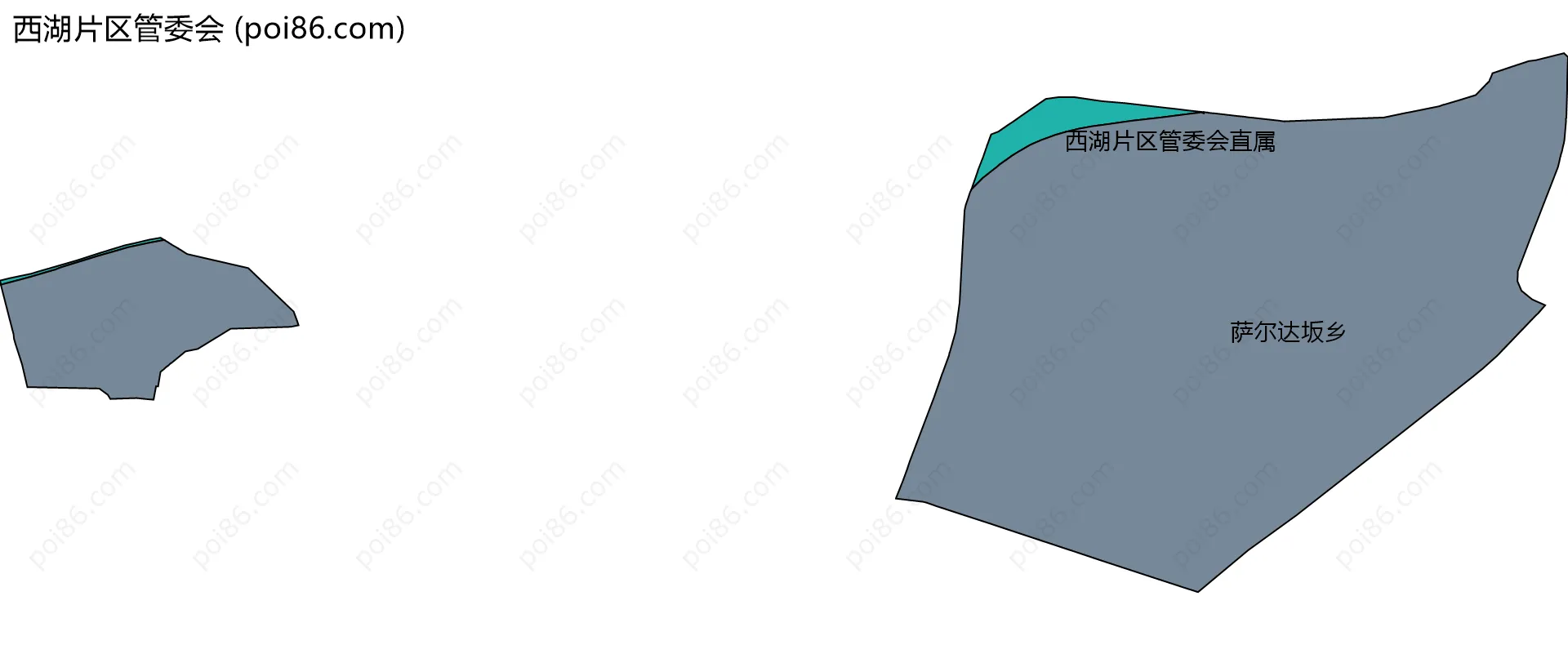 西湖片区管委会边界地图(五级行政区划)