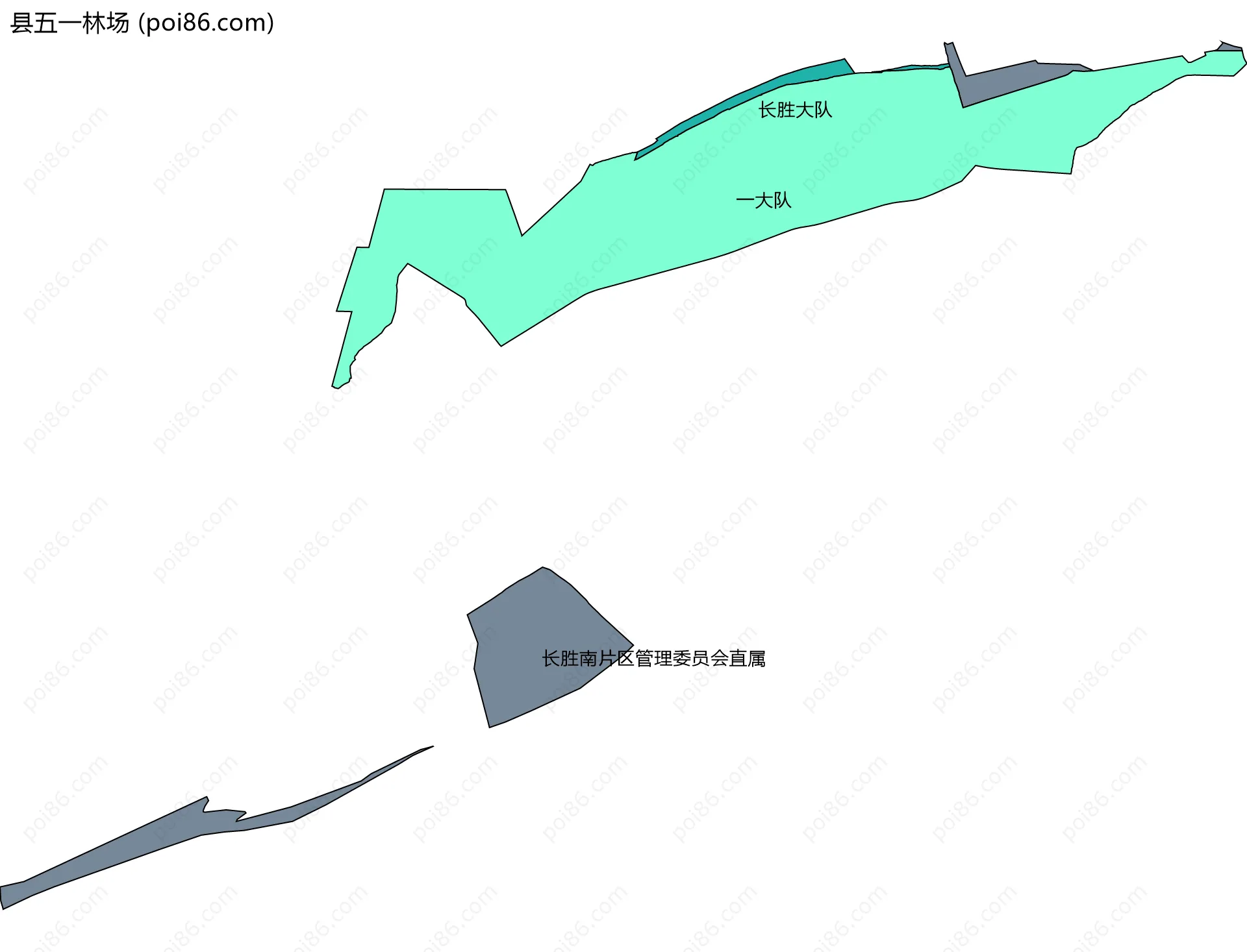 县五一林场边界地图(五级行政区划)