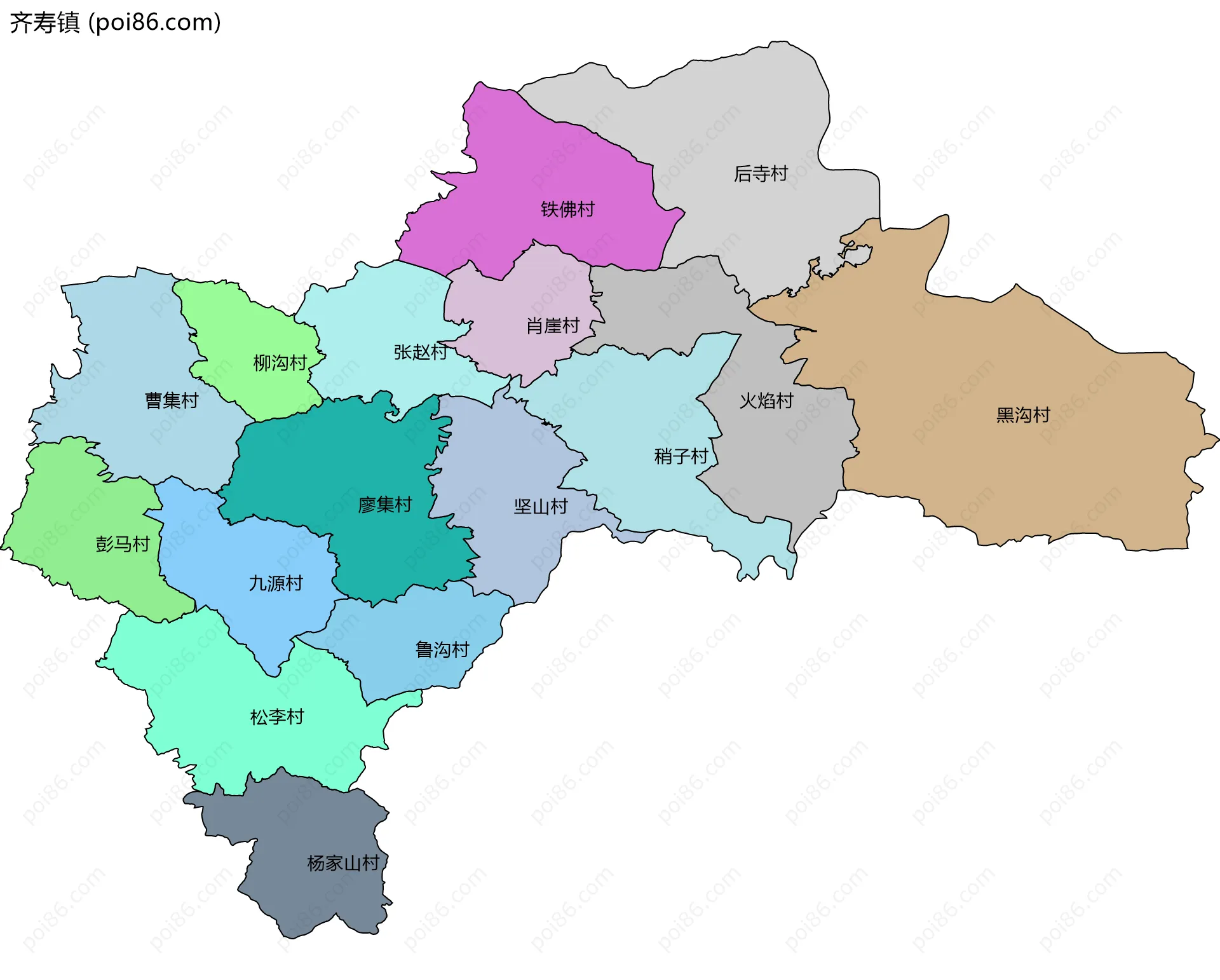 齐寿镇边界地图(五级行政区划)