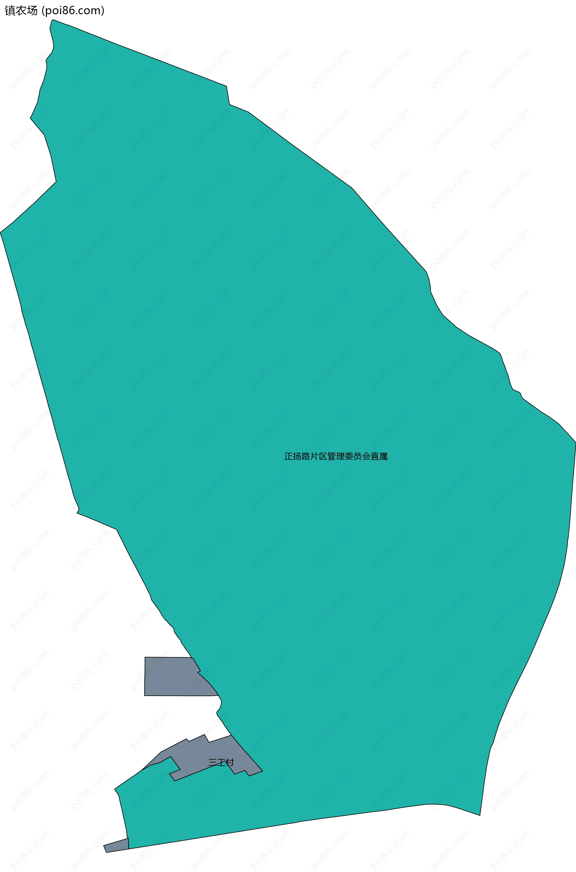 镇农场边界地图(五级行政区划)