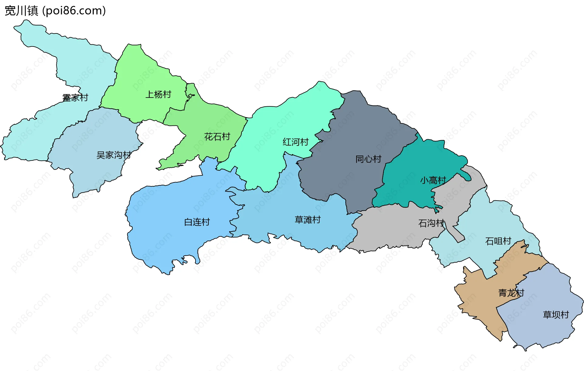 宽川镇边界地图(五级行政区划)
