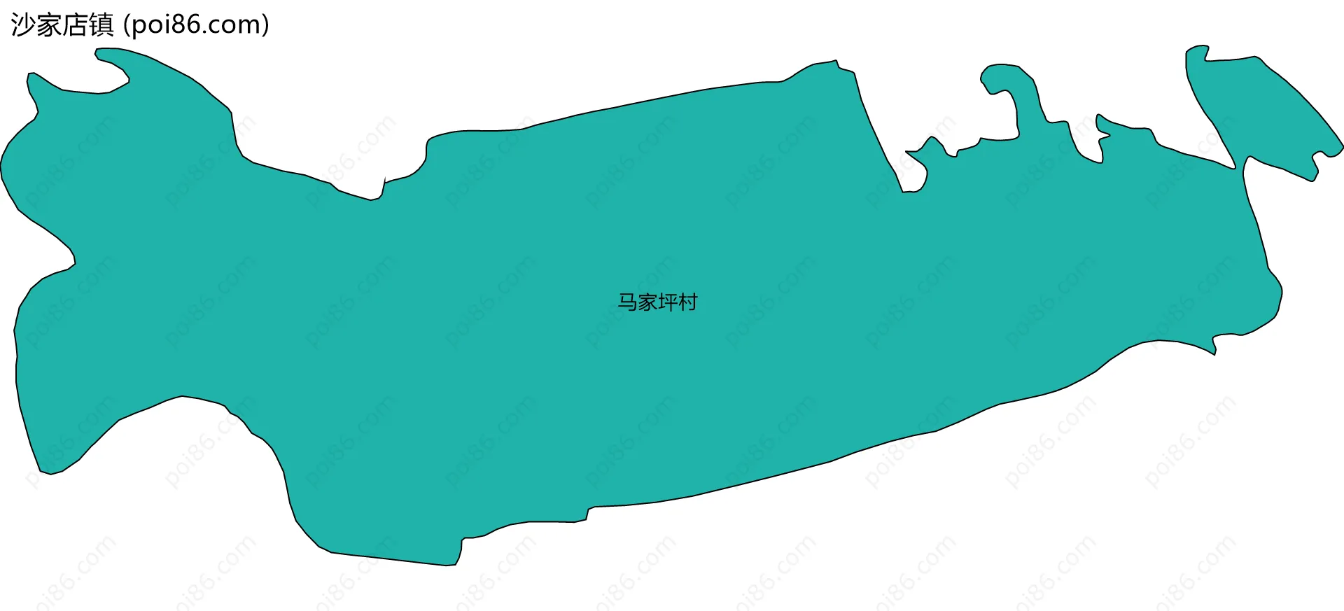 沙家店镇边界地图(五级行政区划)