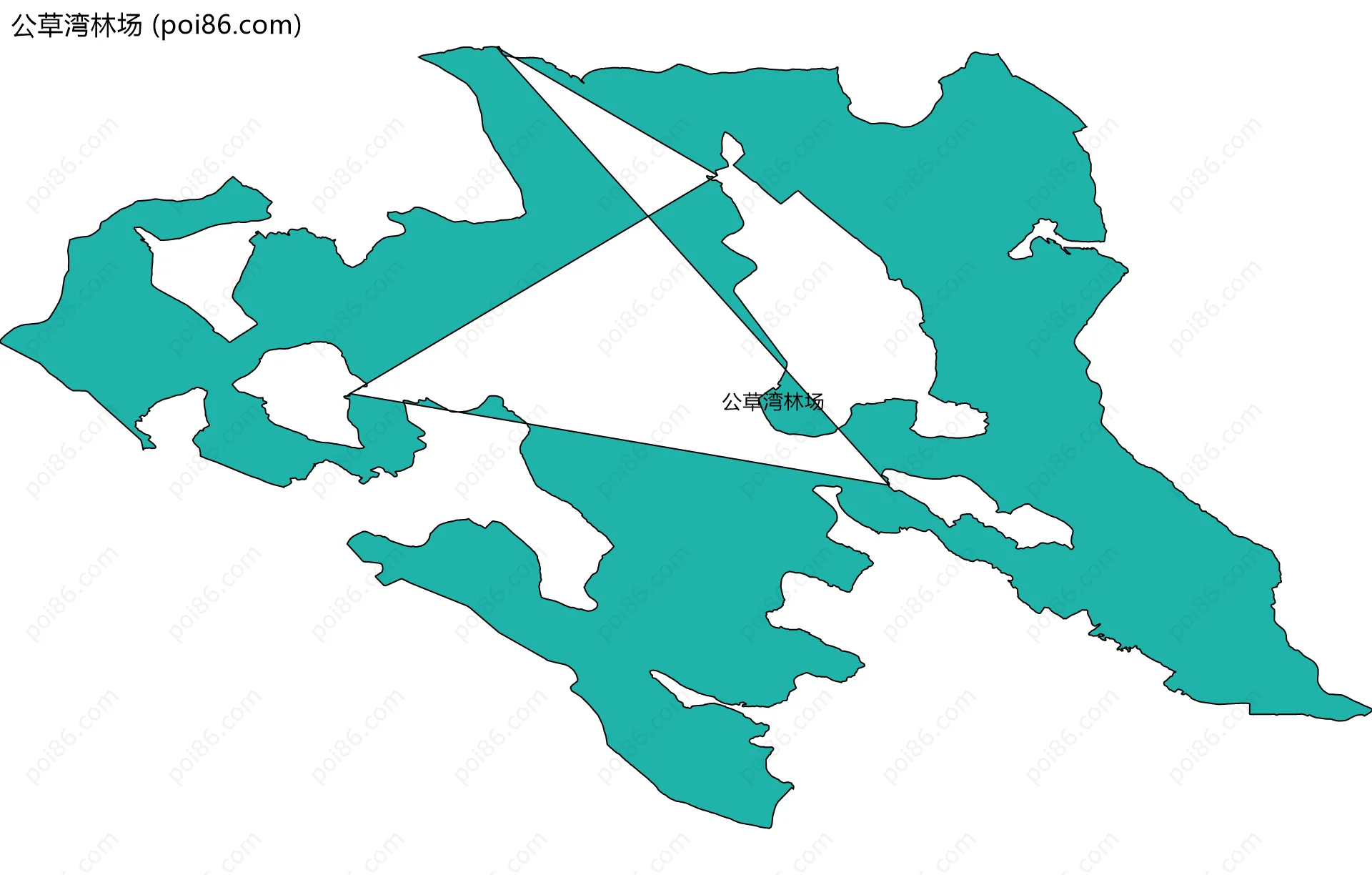 公草湾林场边界地图(五级行政区划)