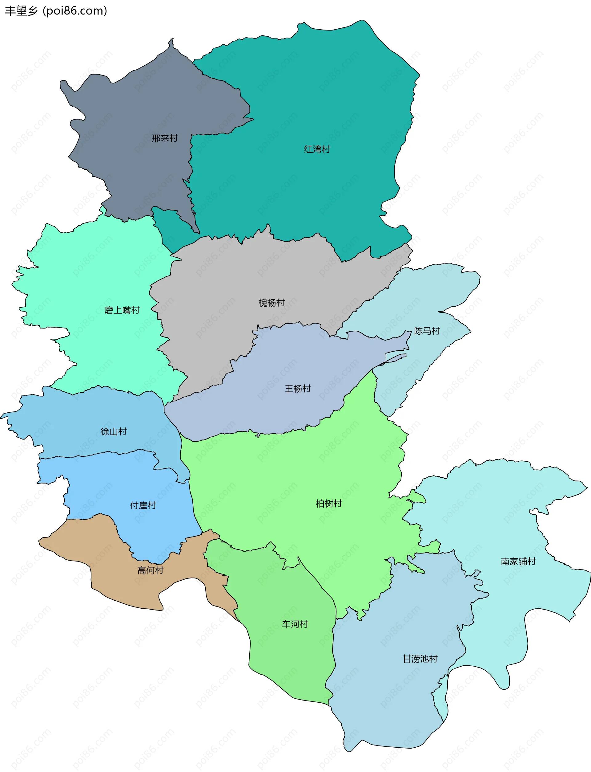 丰望乡边界地图(五级行政区划)