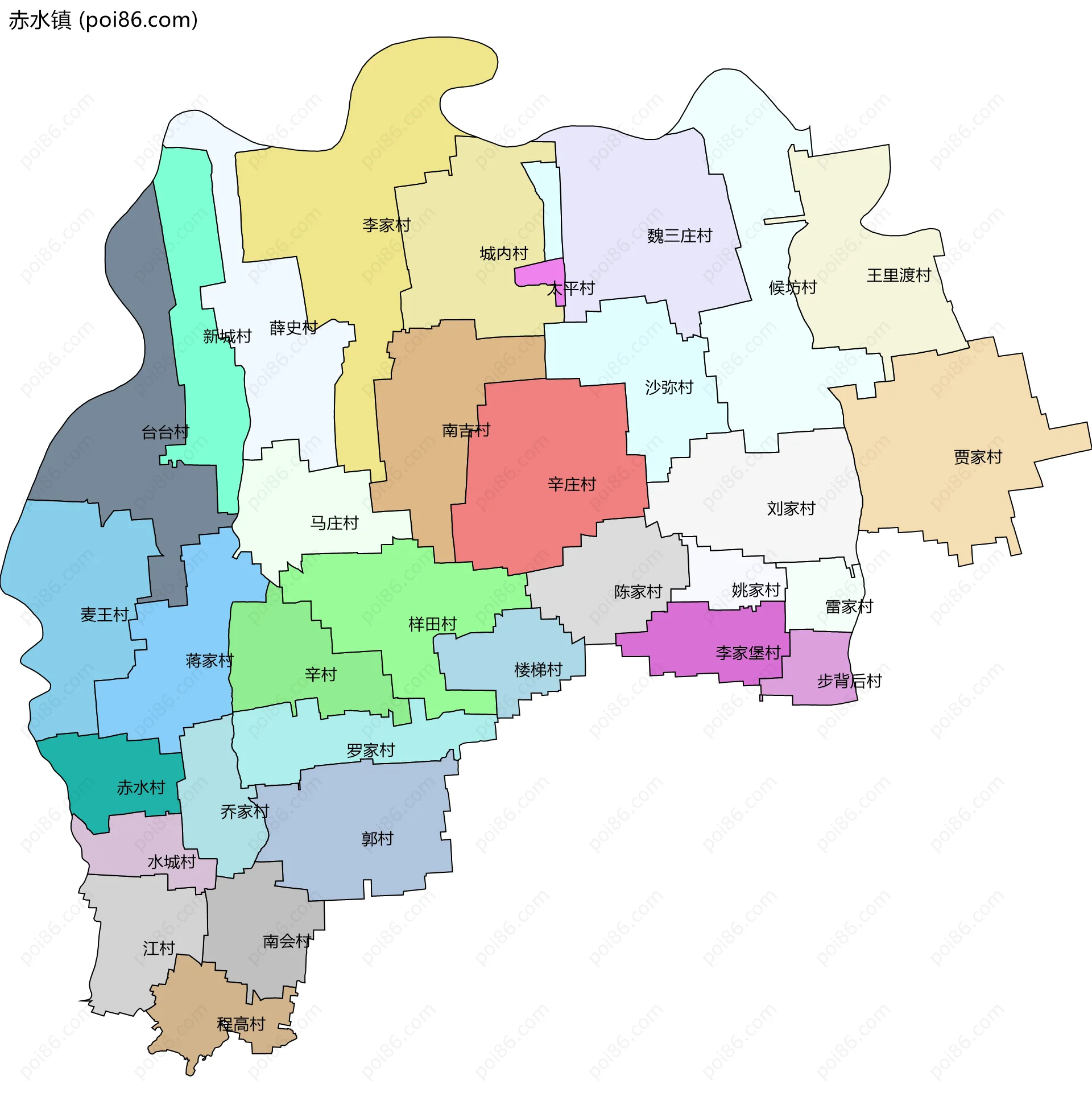 赤水镇边界地图(五级行政区划)