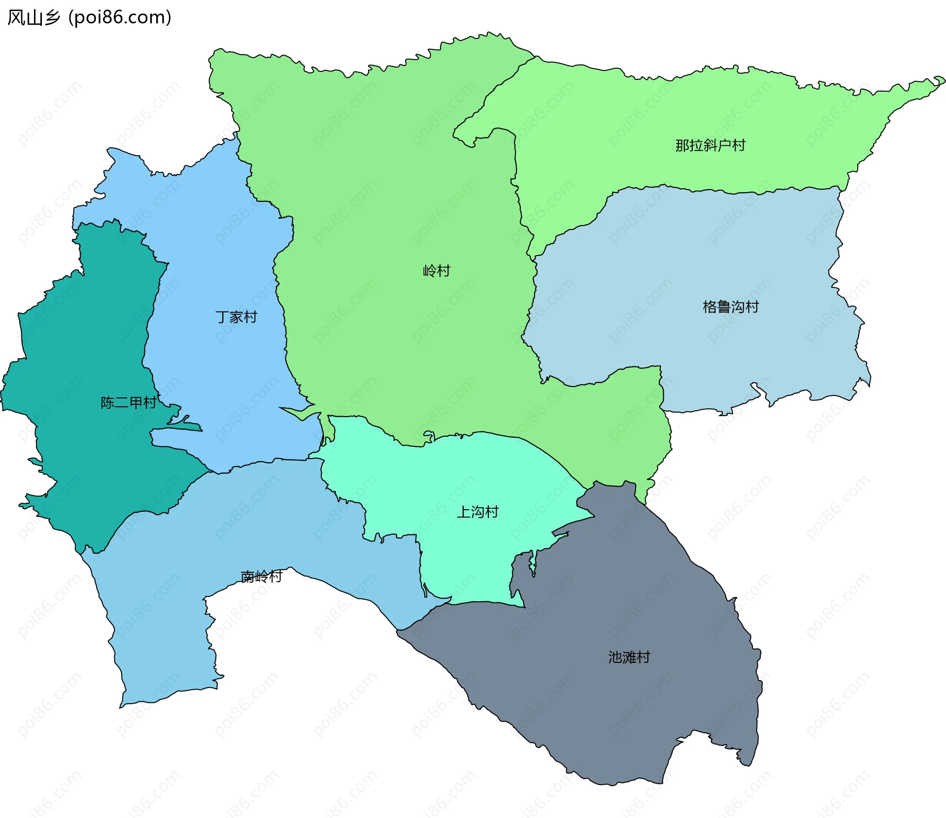 风山乡边界地图(五级行政区划)
