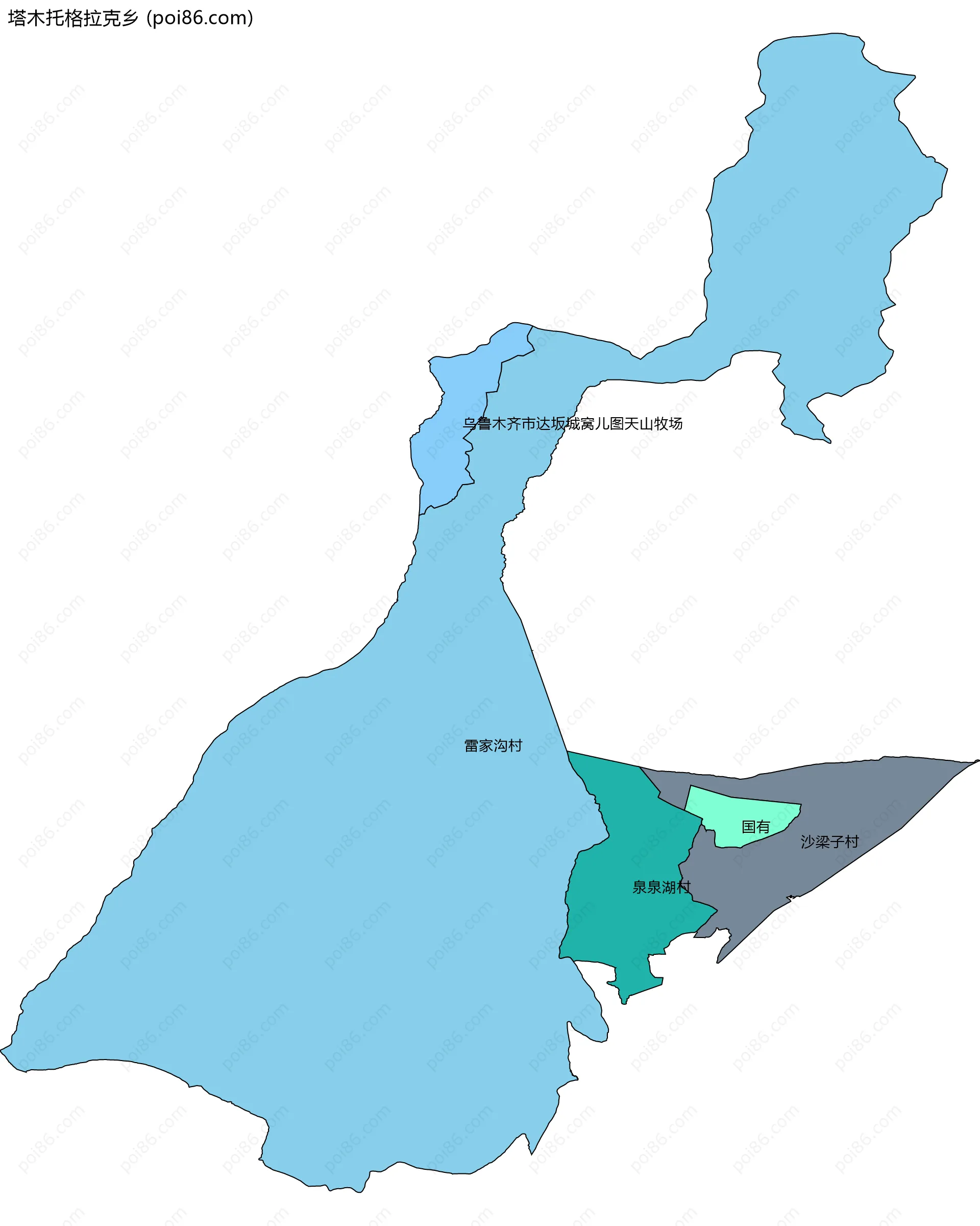 塔木托格拉克乡边界地图(五级行政区划)