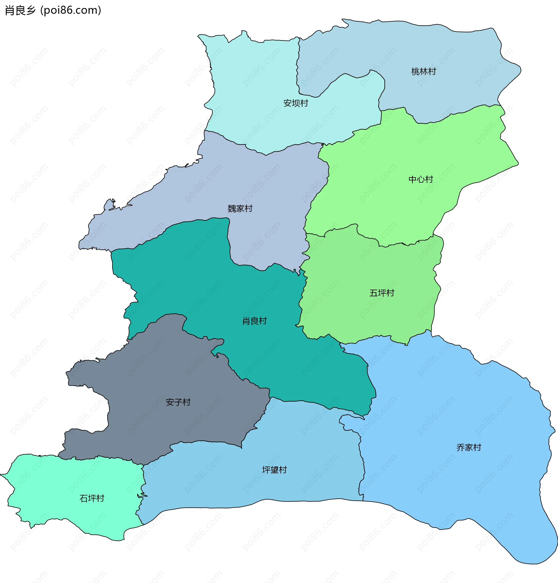 肖良乡边界地图(五级行政区划)