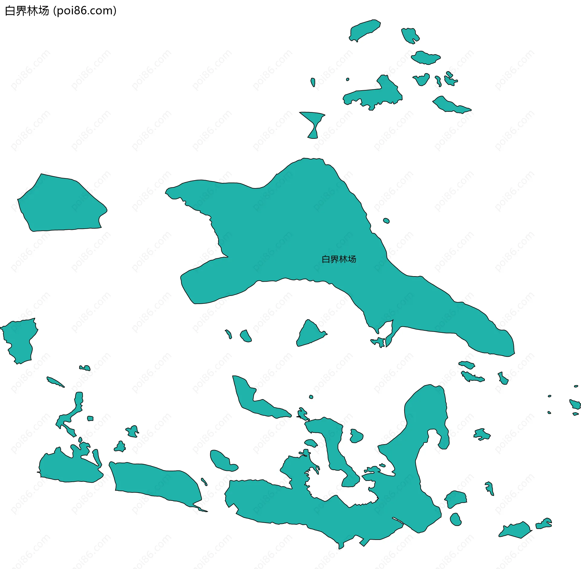 白界林场边界地图(五级行政区划)