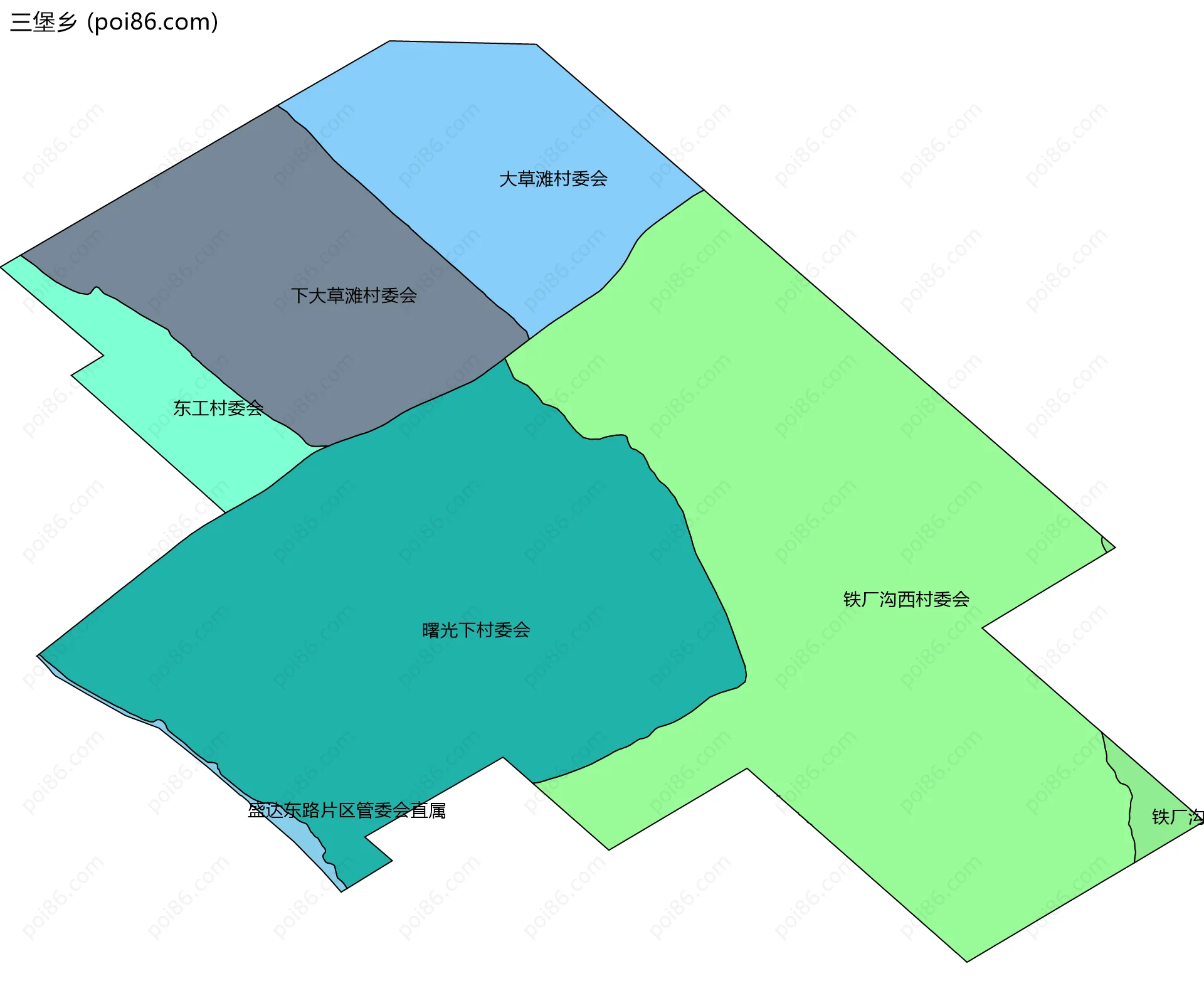 三堡乡边界地图(五级行政区划)