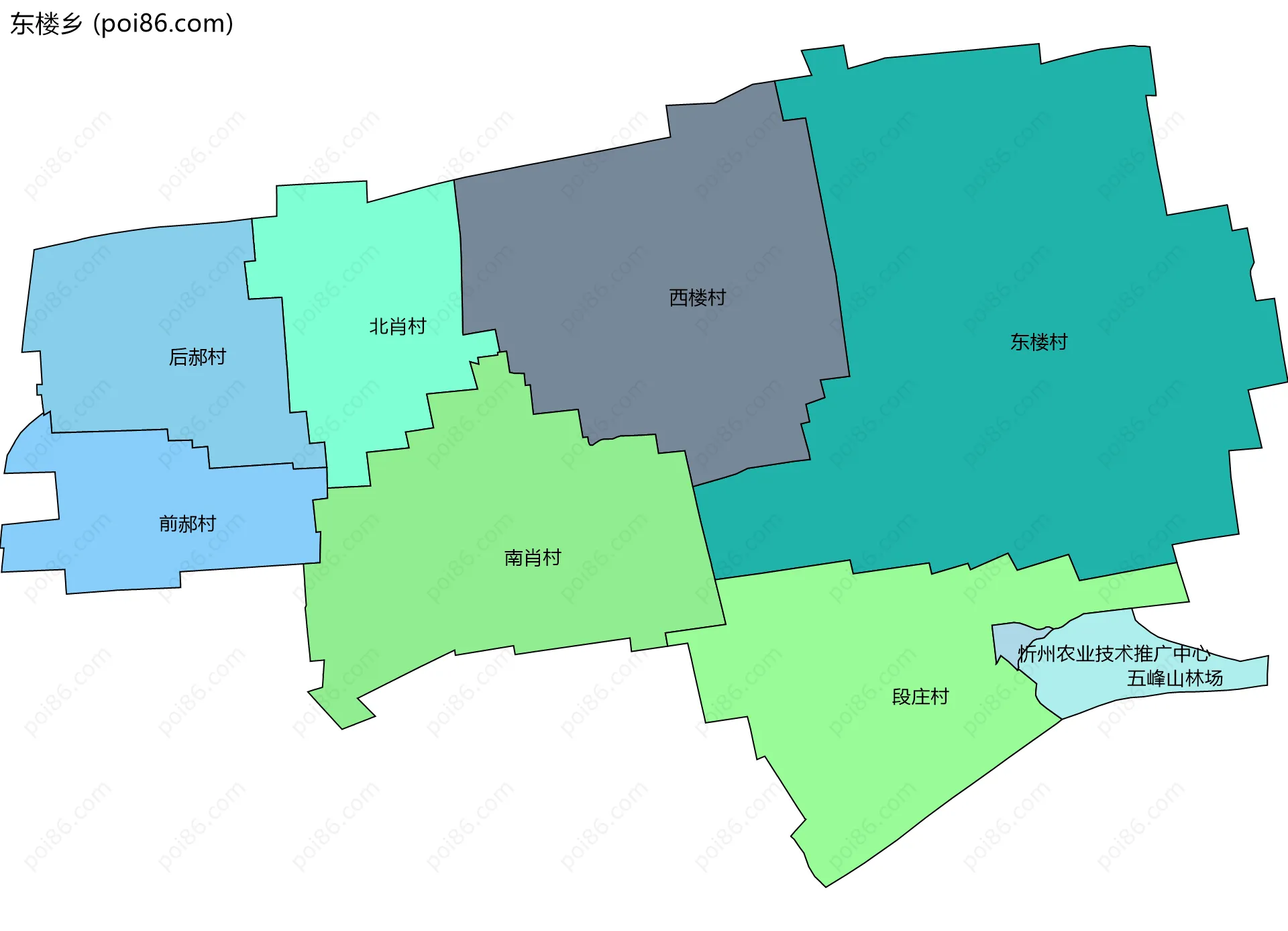 东楼乡边界地图(五级行政区划)