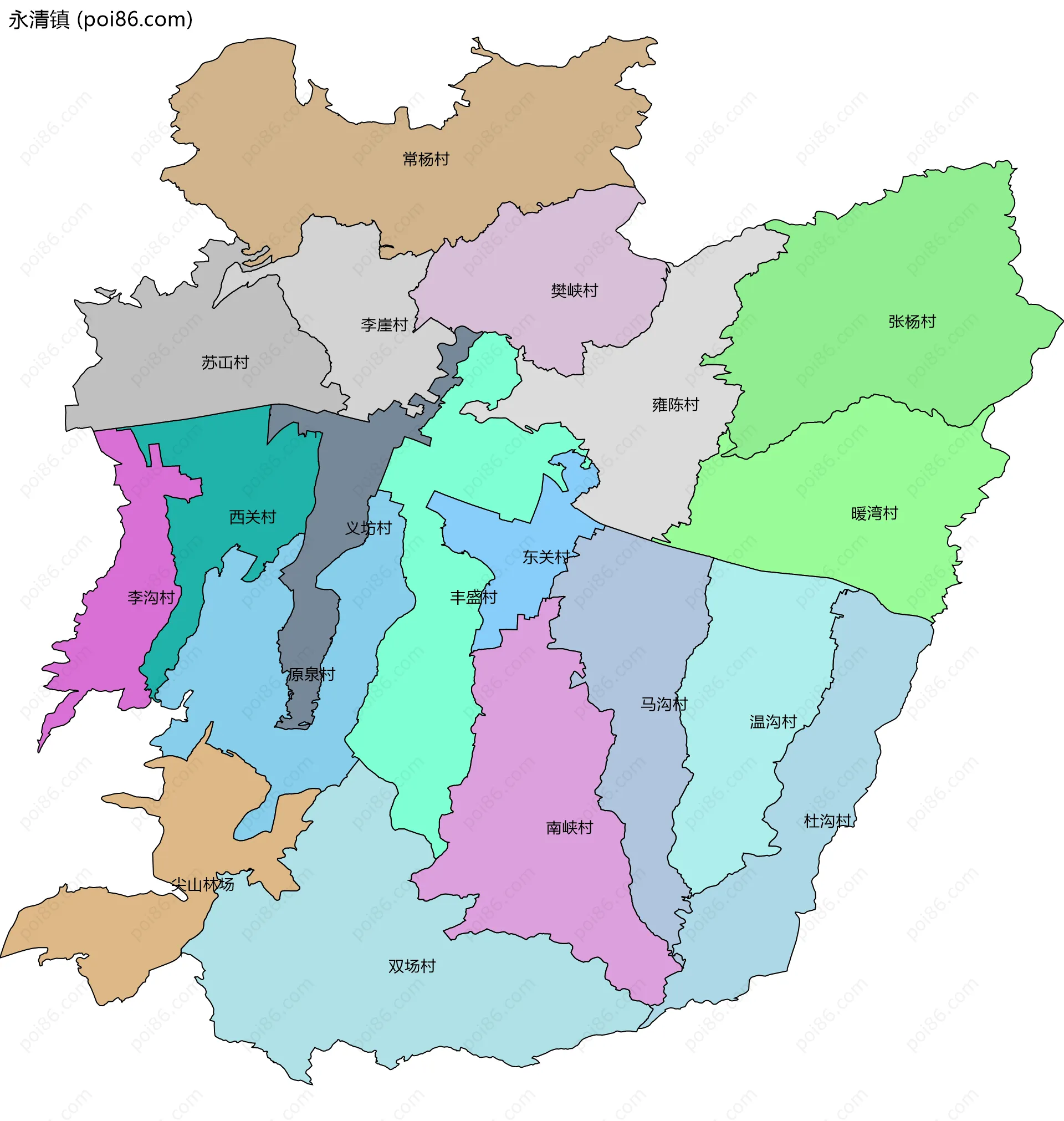永清镇边界地图(五级行政区划)