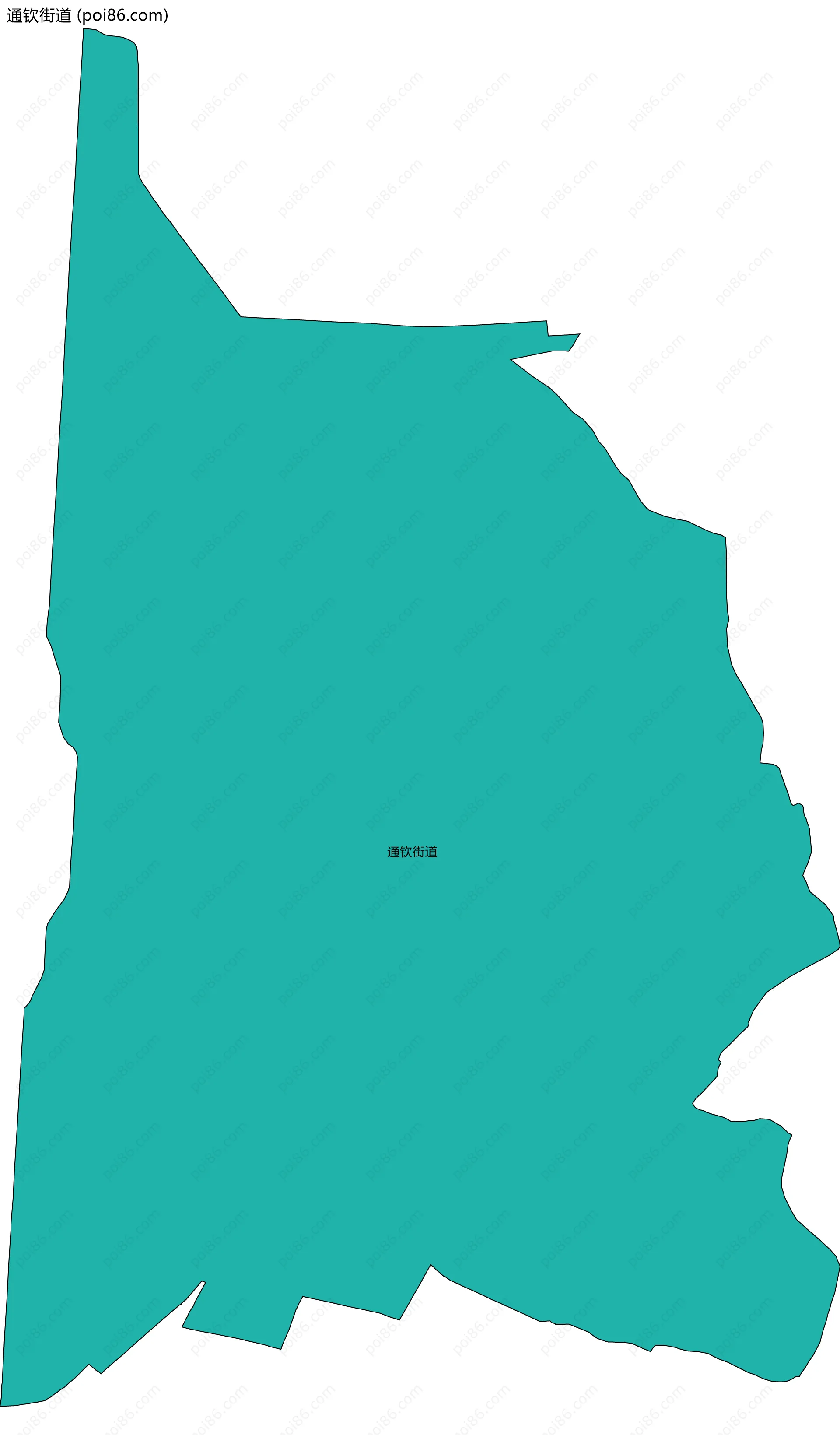 通钦街道边界地图(五级行政区划)