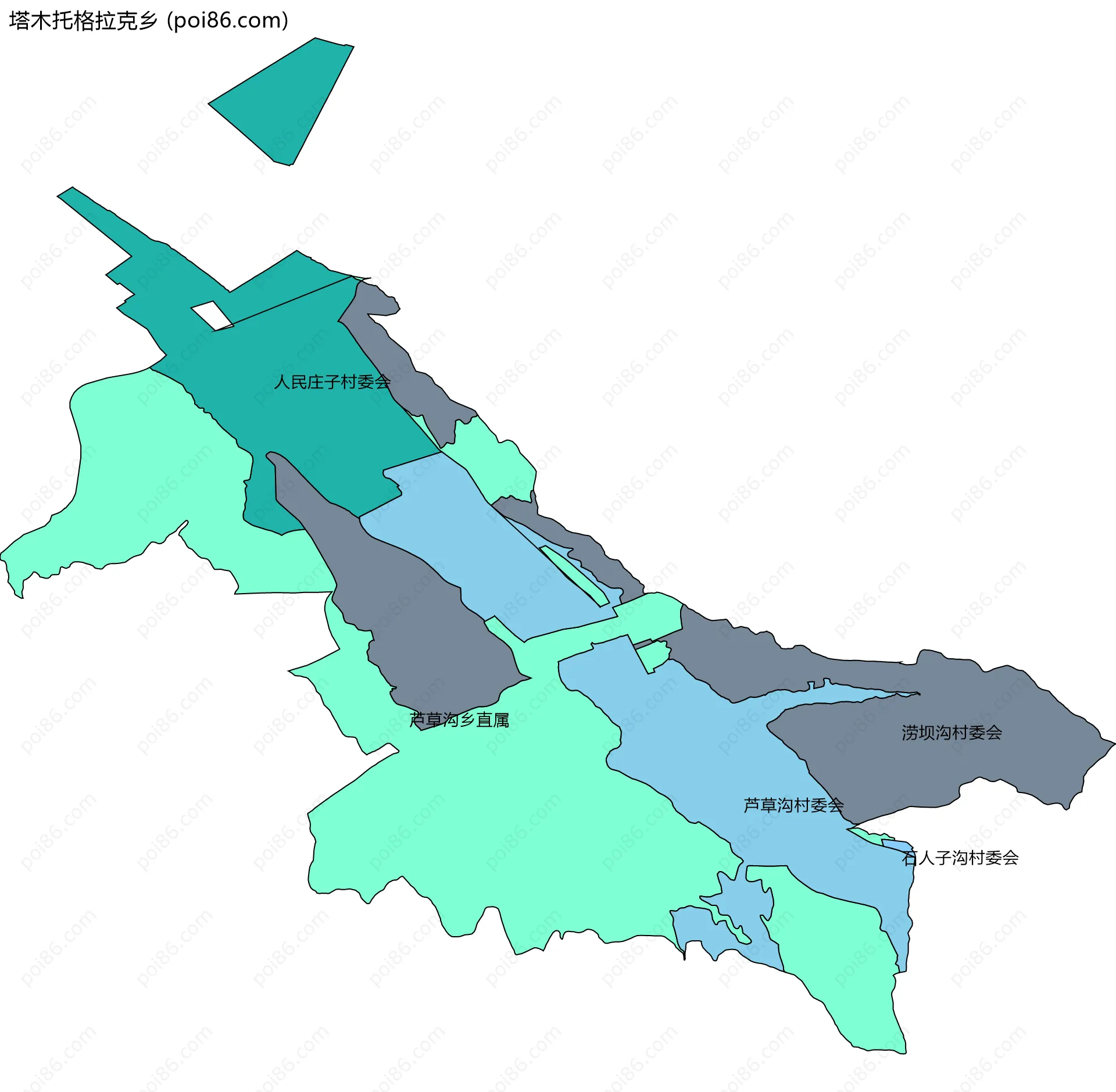 塔木托格拉克乡边界地图(五级行政区划)