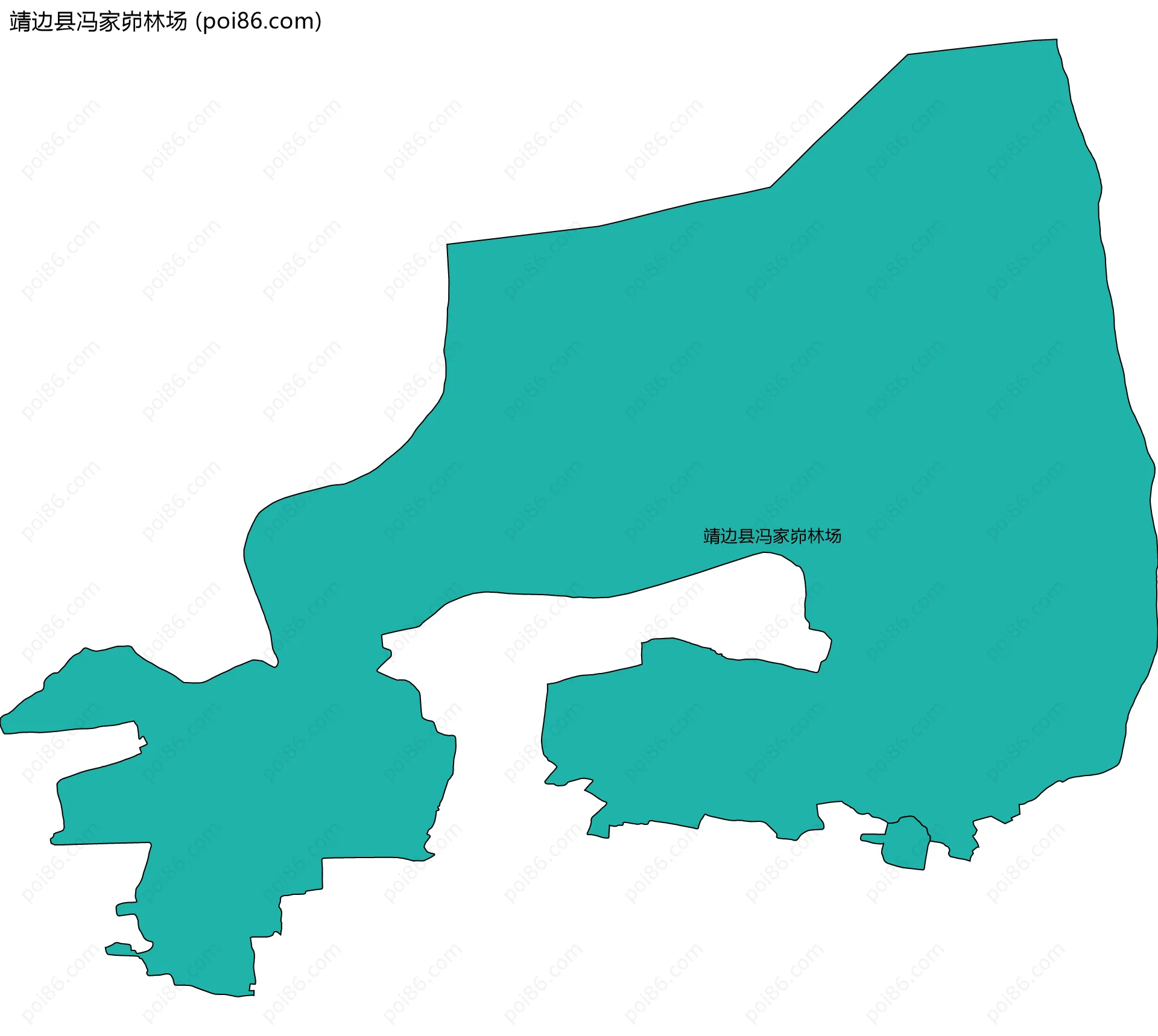 靖边县冯家峁林场边界地图(五级行政区划)