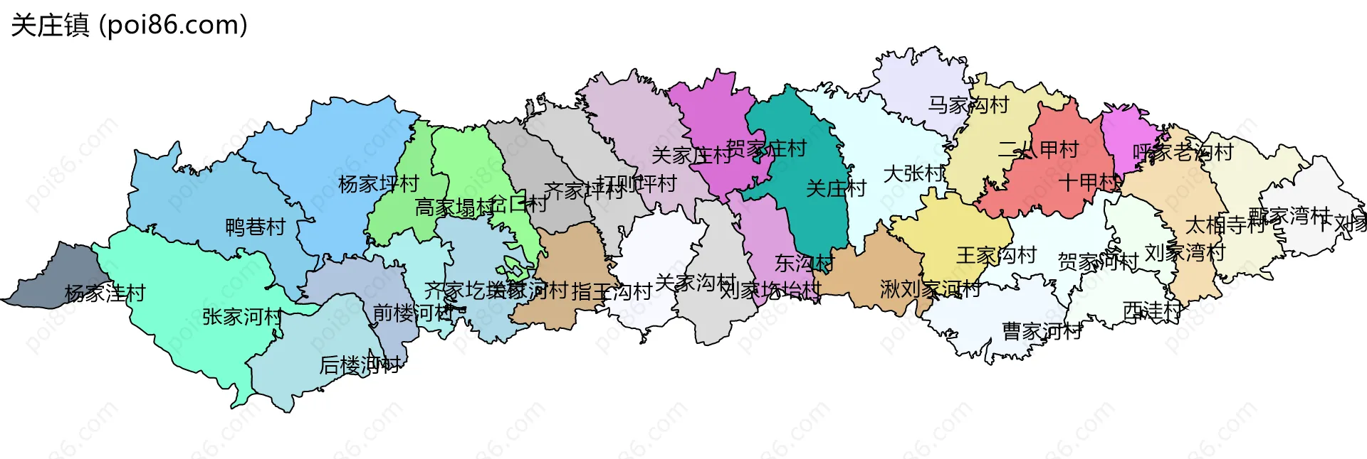 关庄镇边界地图(五级行政区划)