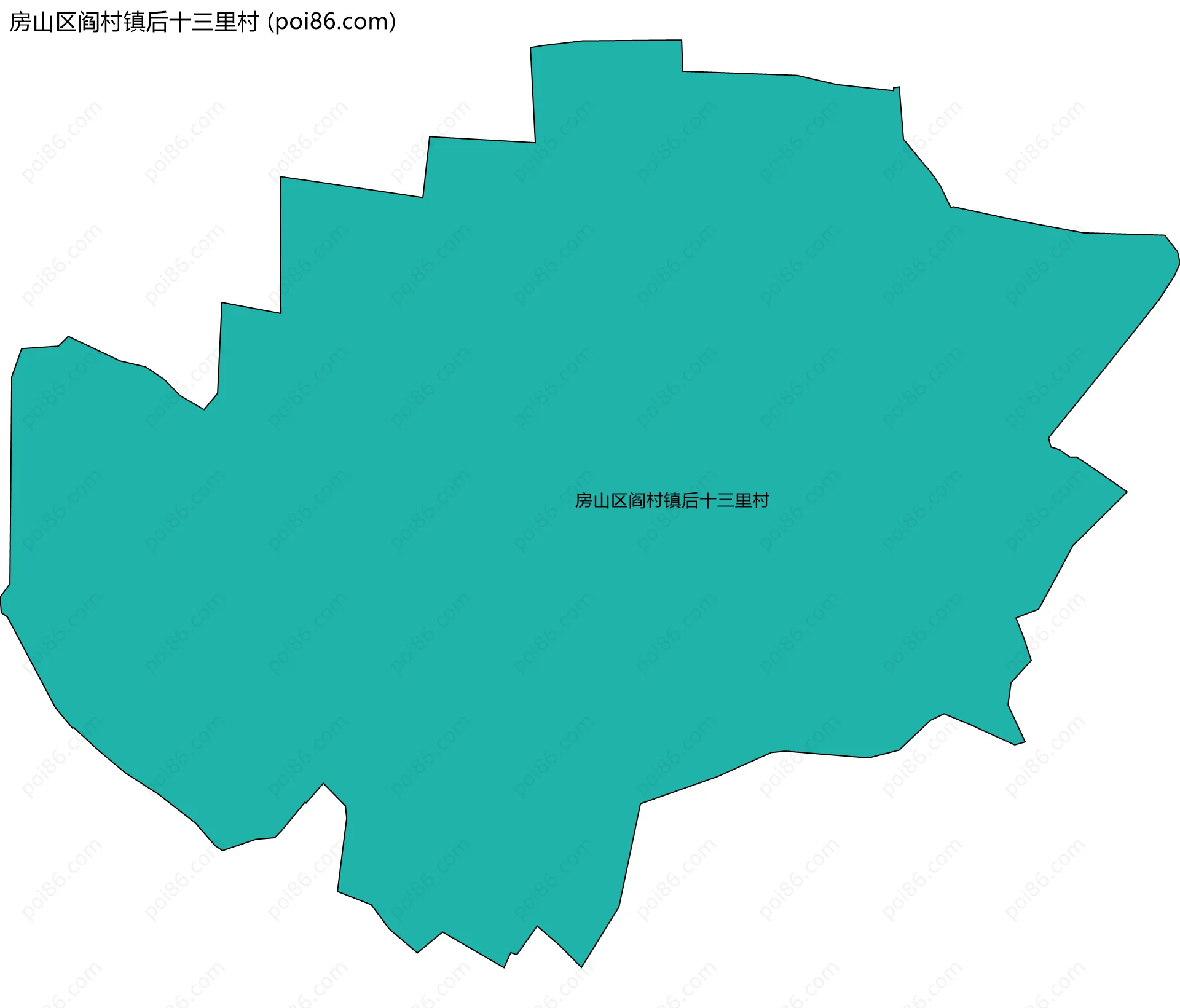 房山区阎村镇后十三里村边界地图