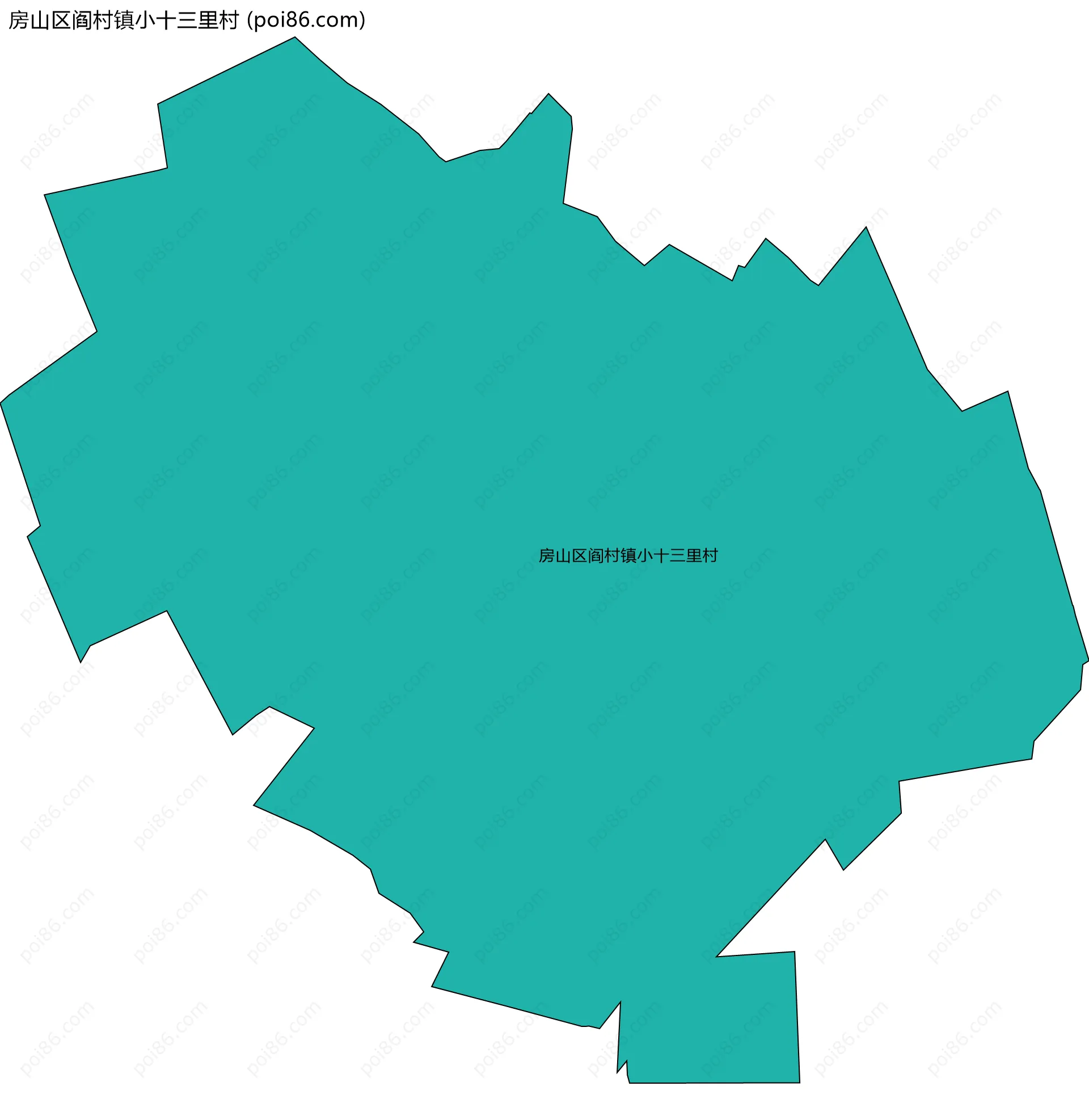 房山区阎村镇小十三里村边界地图