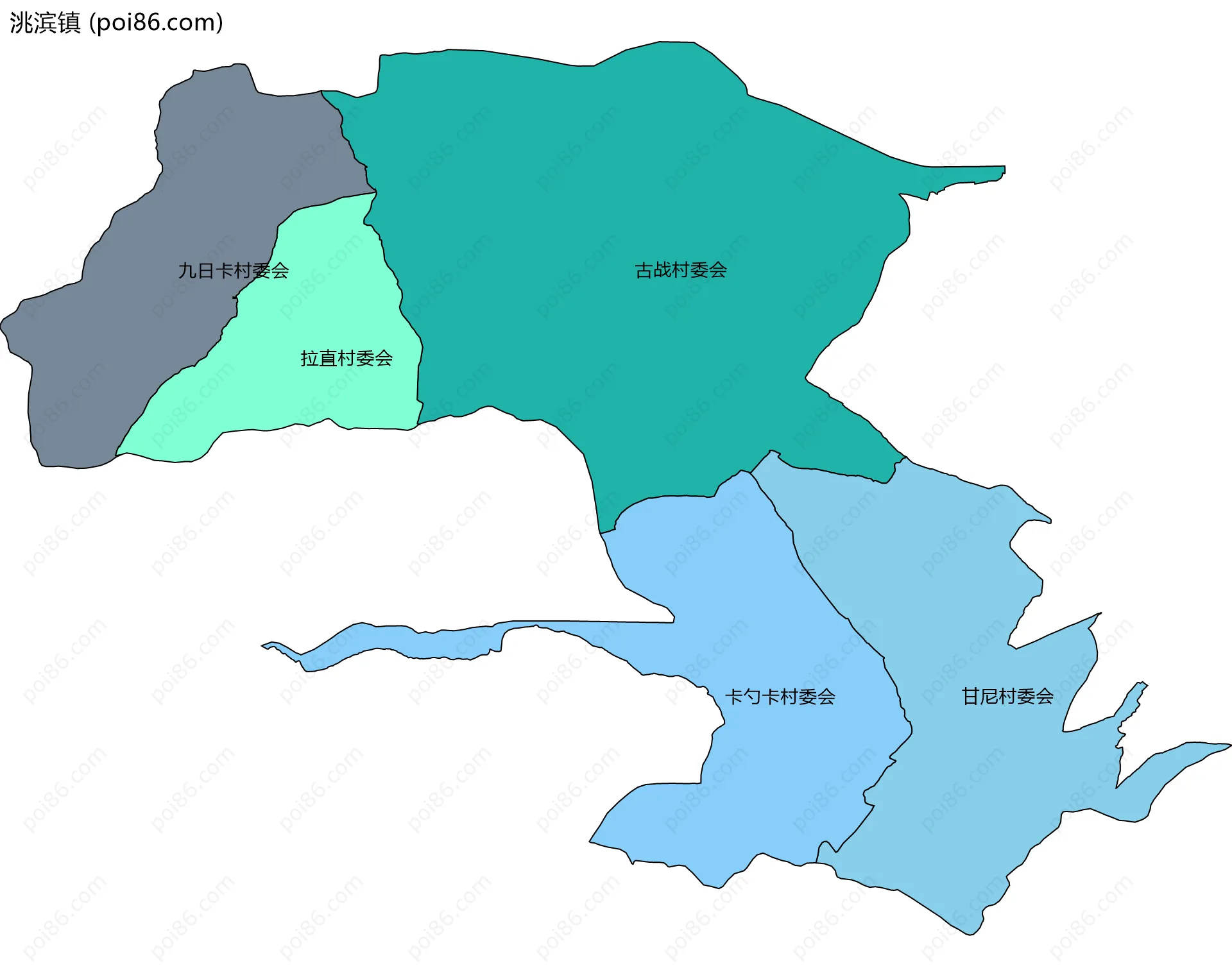 洮滨镇边界地图(五级行政区划)