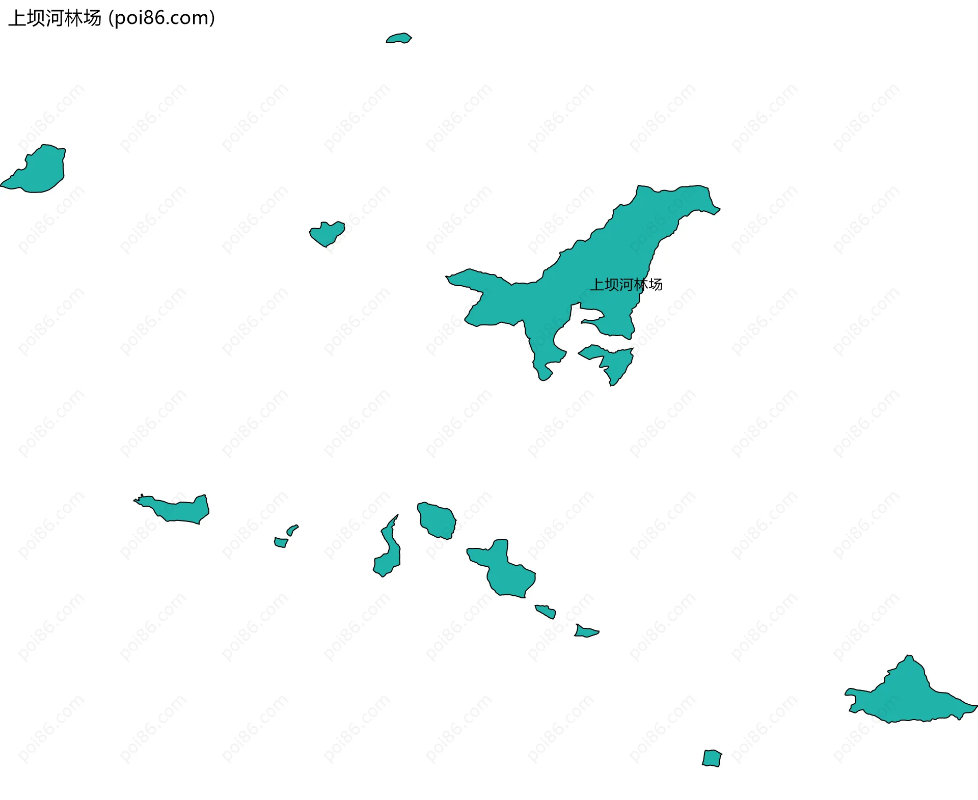 上坝河林场边界地图(五级行政区划)