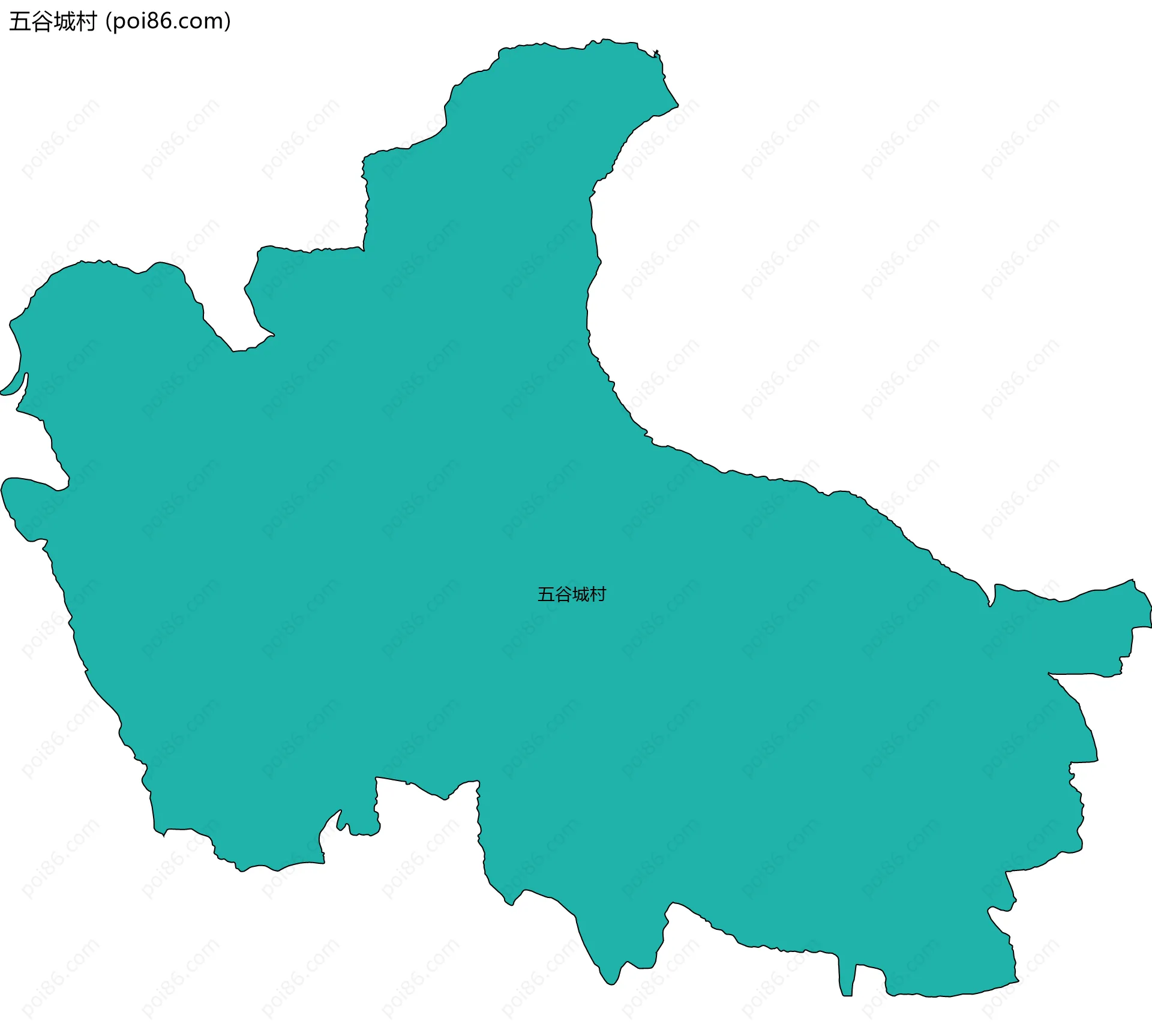 五谷城村边界地图