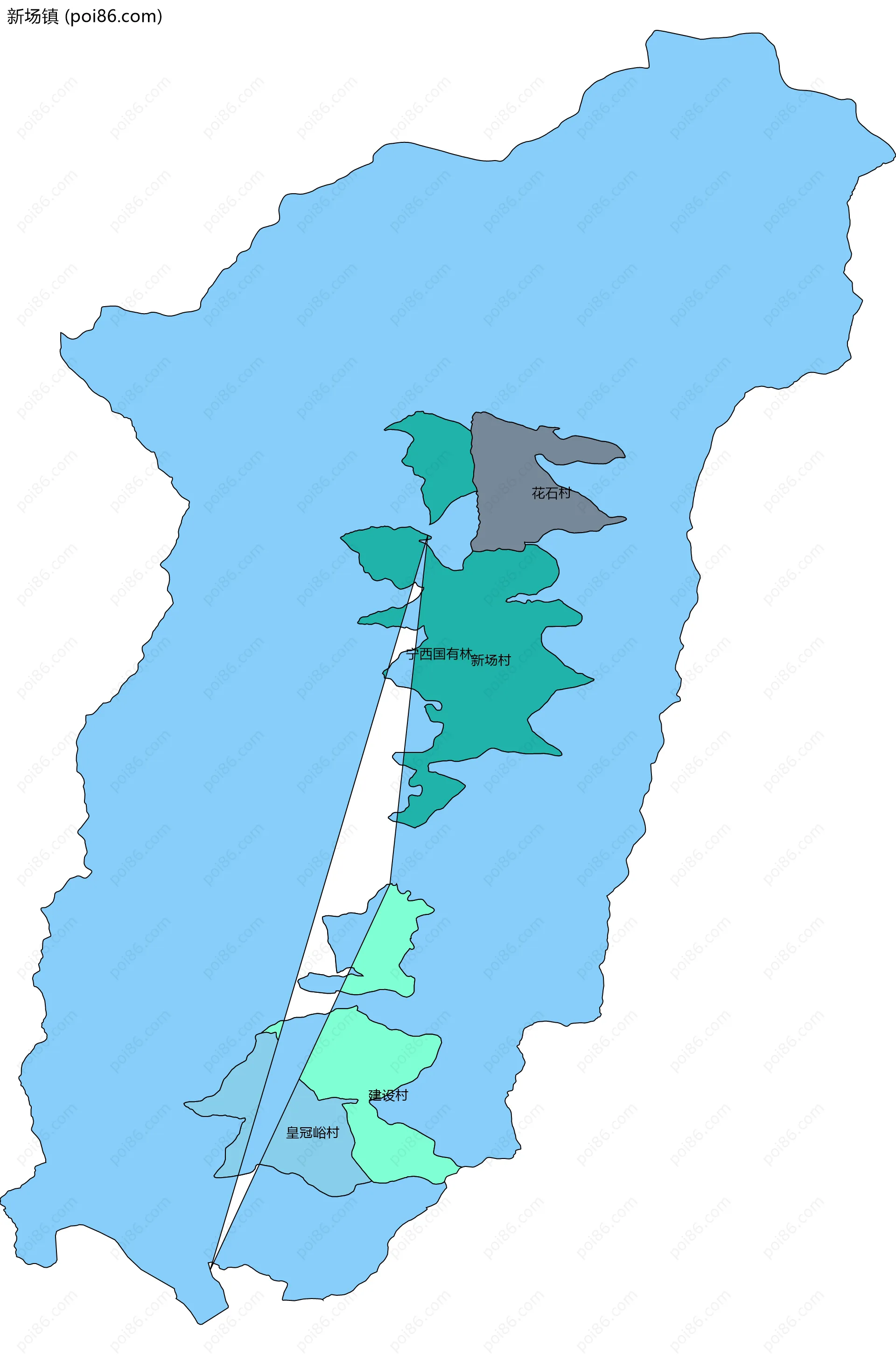 新场镇边界地图(五级行政区划)