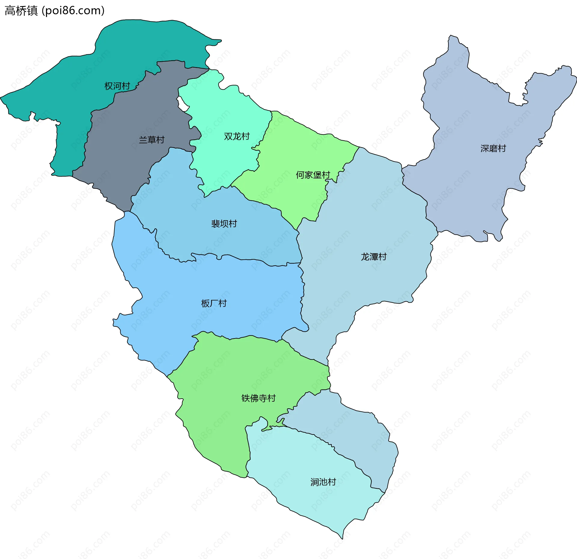 高桥镇边界地图(五级行政区划)
