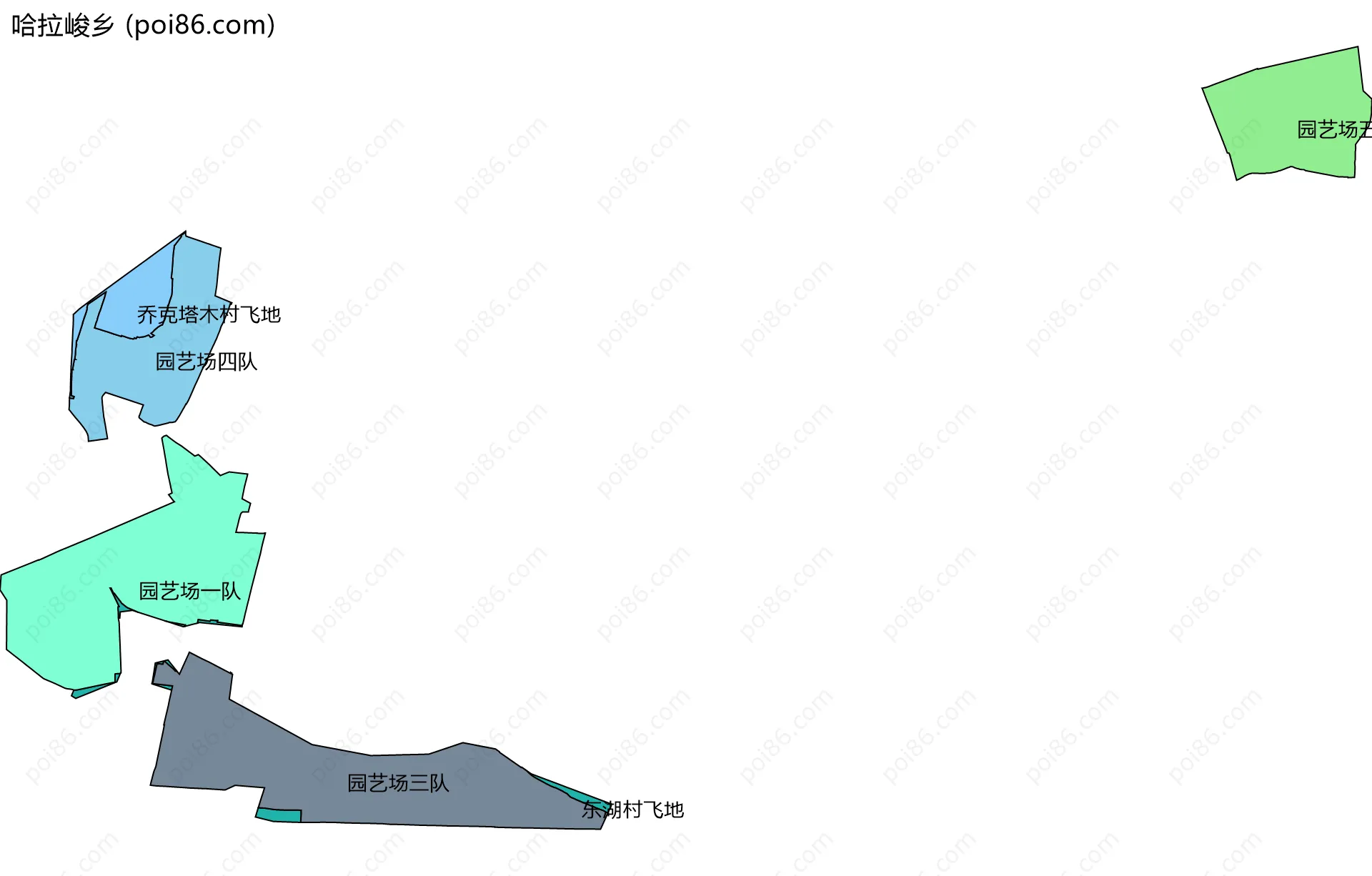 哈拉峻乡边界地图(五级行政区划)