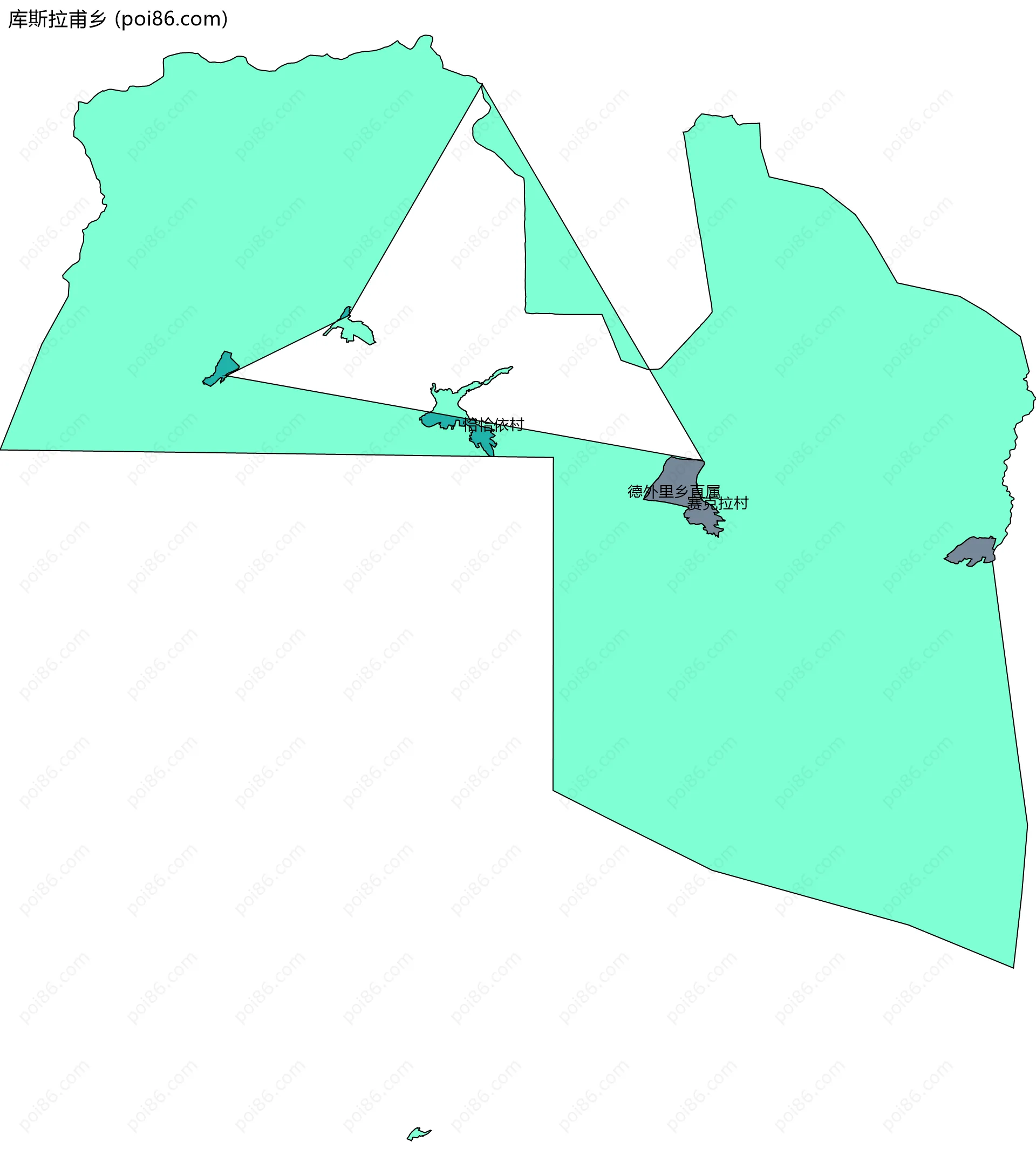 库斯拉甫乡边界地图(五级行政区划)