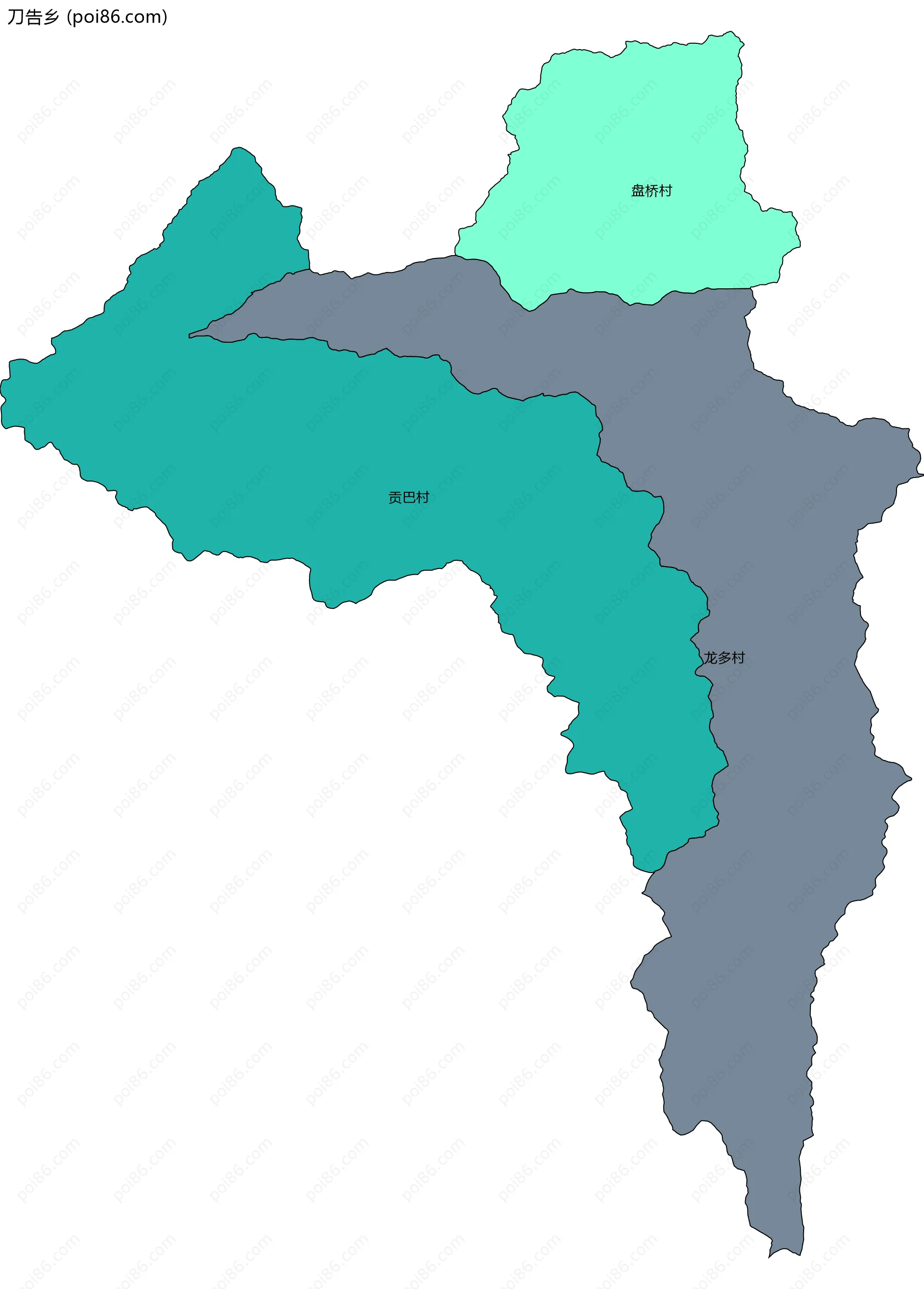 刀告乡边界地图(五级行政区划)
