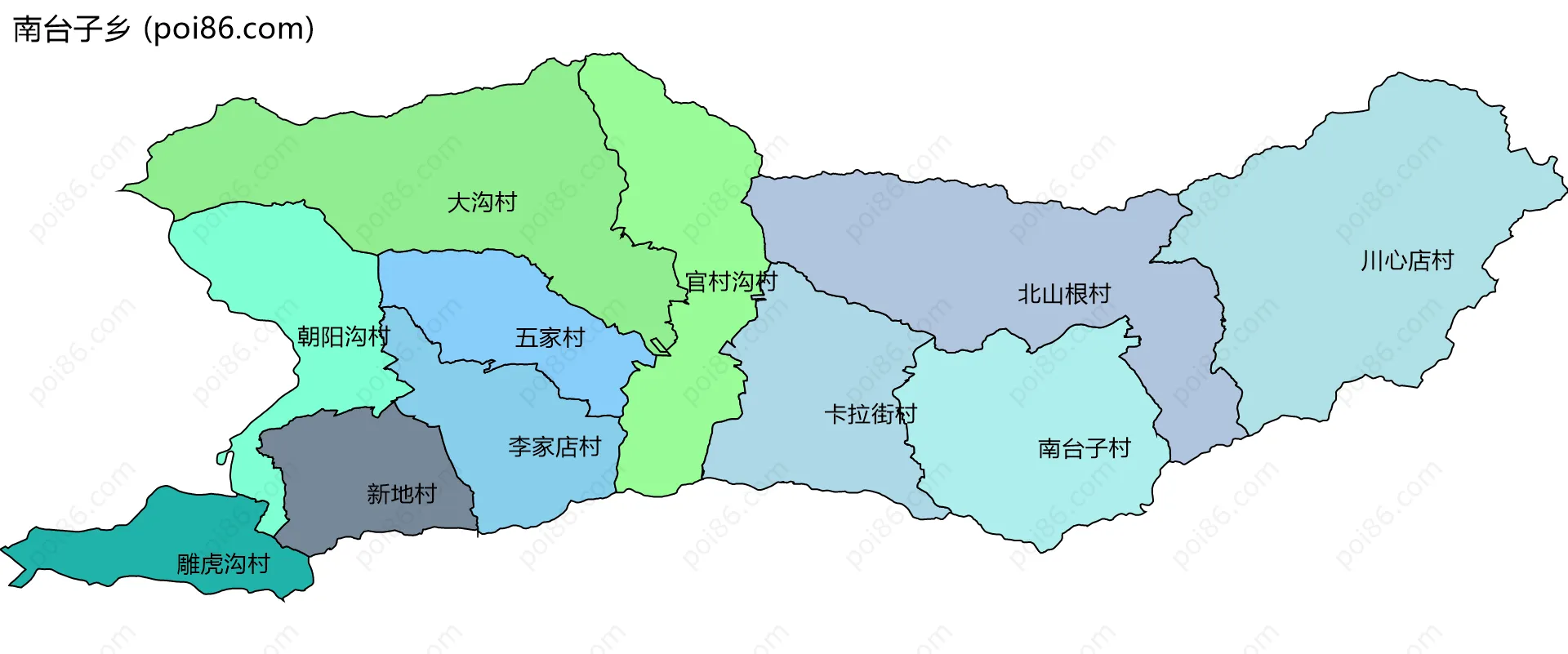 南台子乡边界地图(五级行政区划)