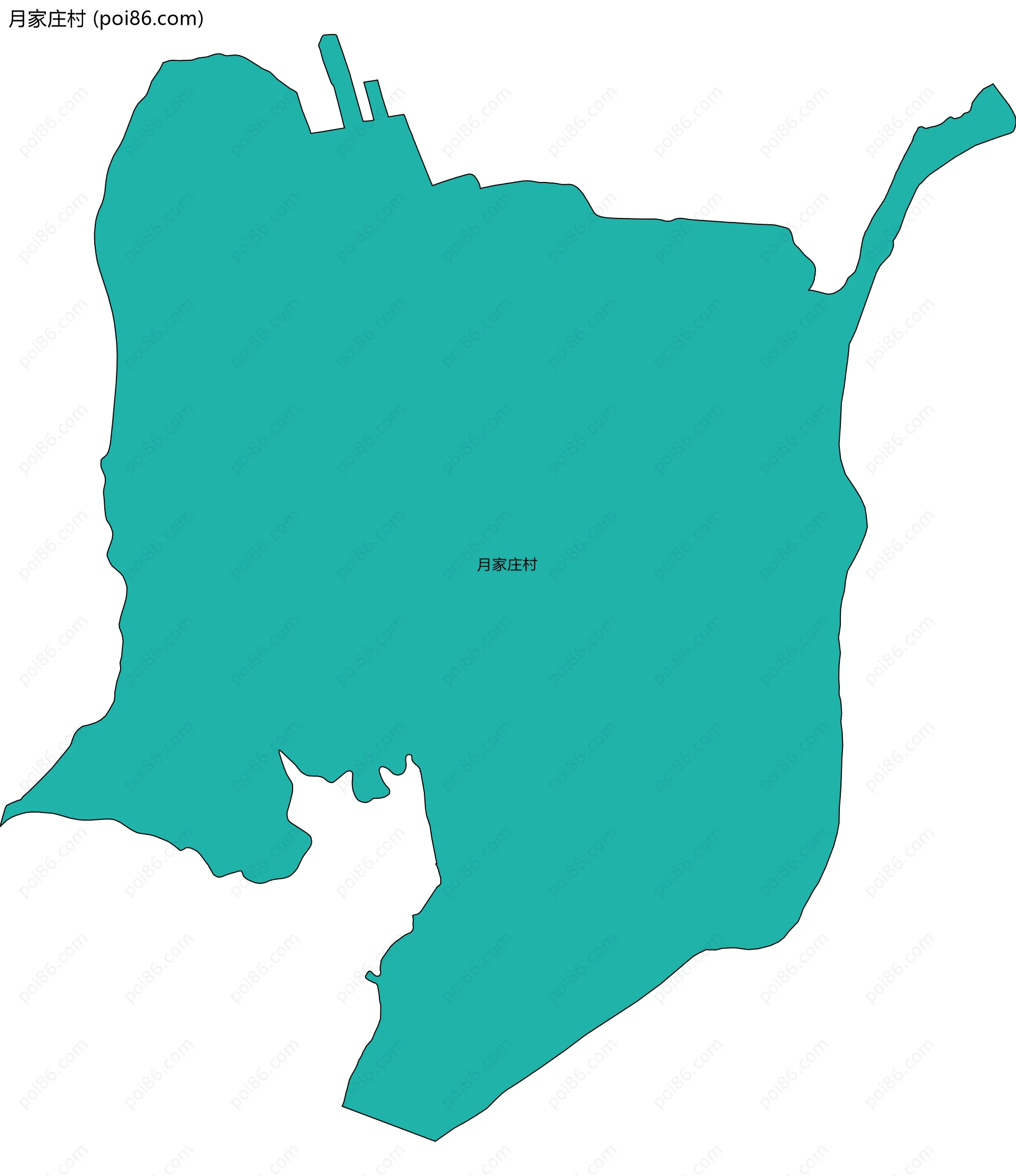 月家庄村边界地图