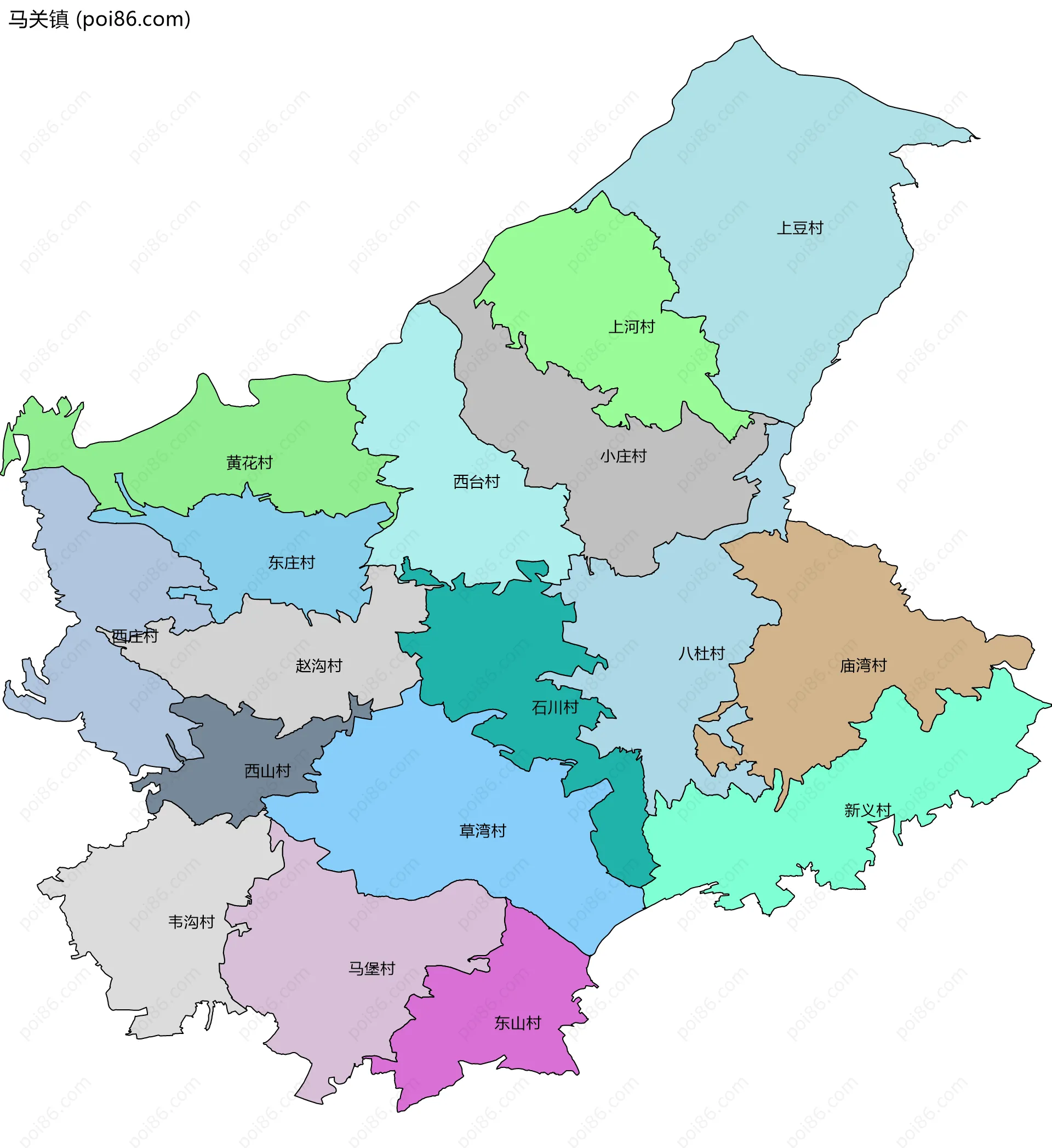 马关镇边界地图(五级行政区划)