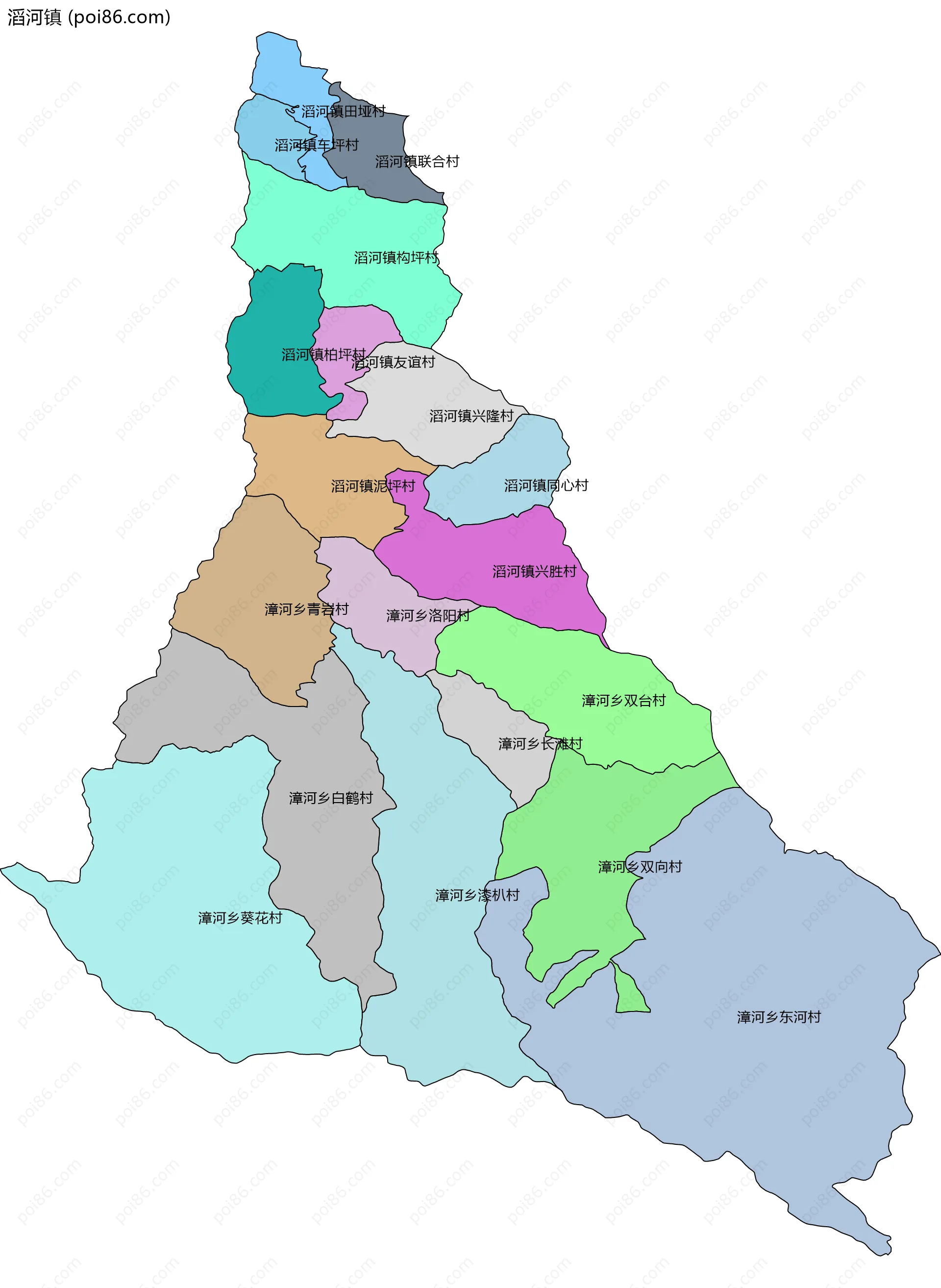 滔河镇边界地图(五级行政区划)