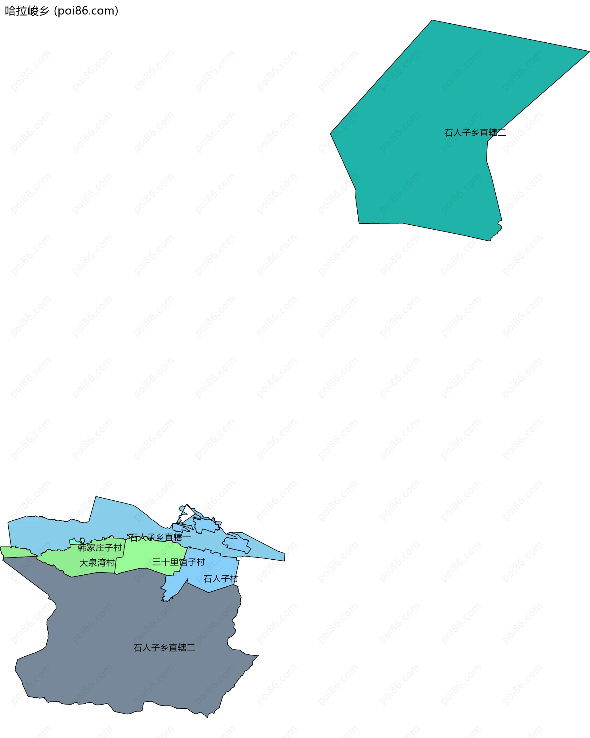哈拉峻乡边界地图(五级行政区划)