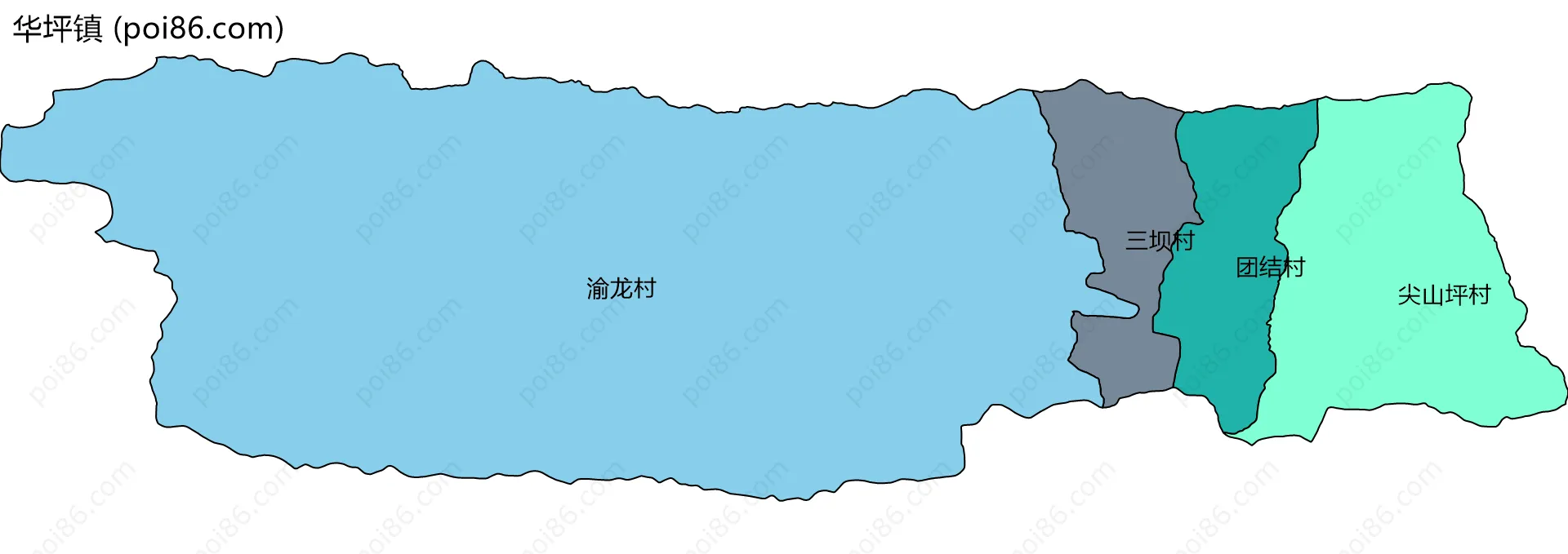 华坪镇边界地图(五级行政区划)