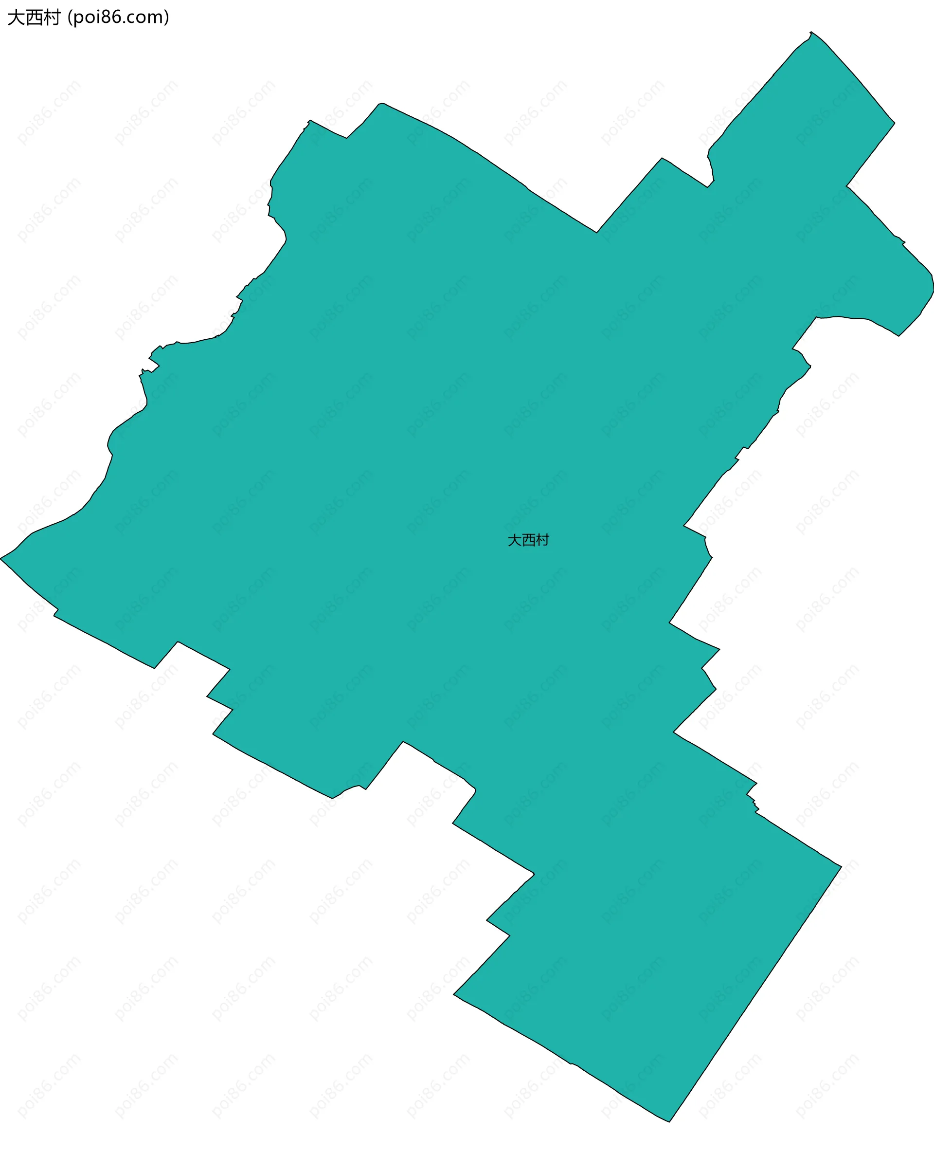 大西村边界地图