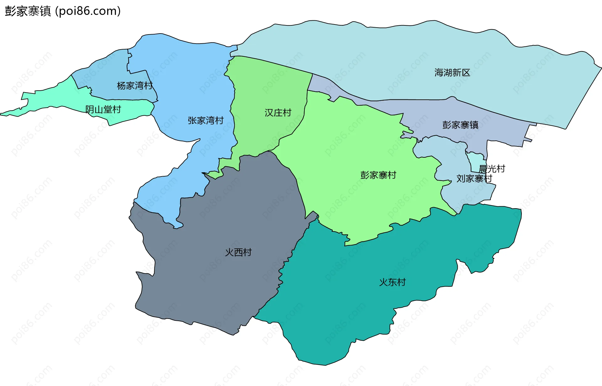 彭家寨镇边界地图(五级行政区划)
