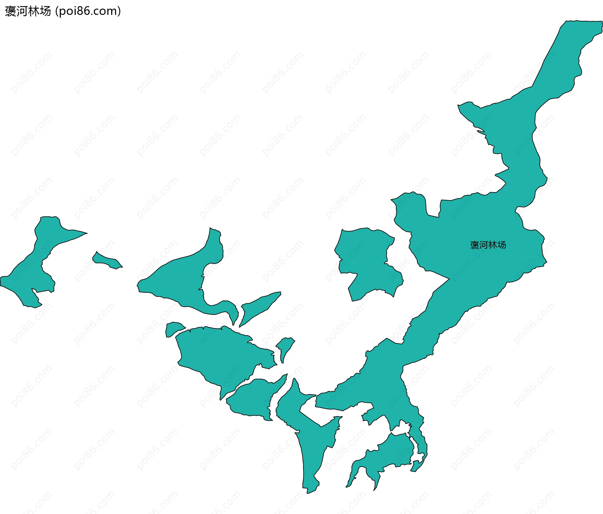褒河林场边界地图(五级行政区划)