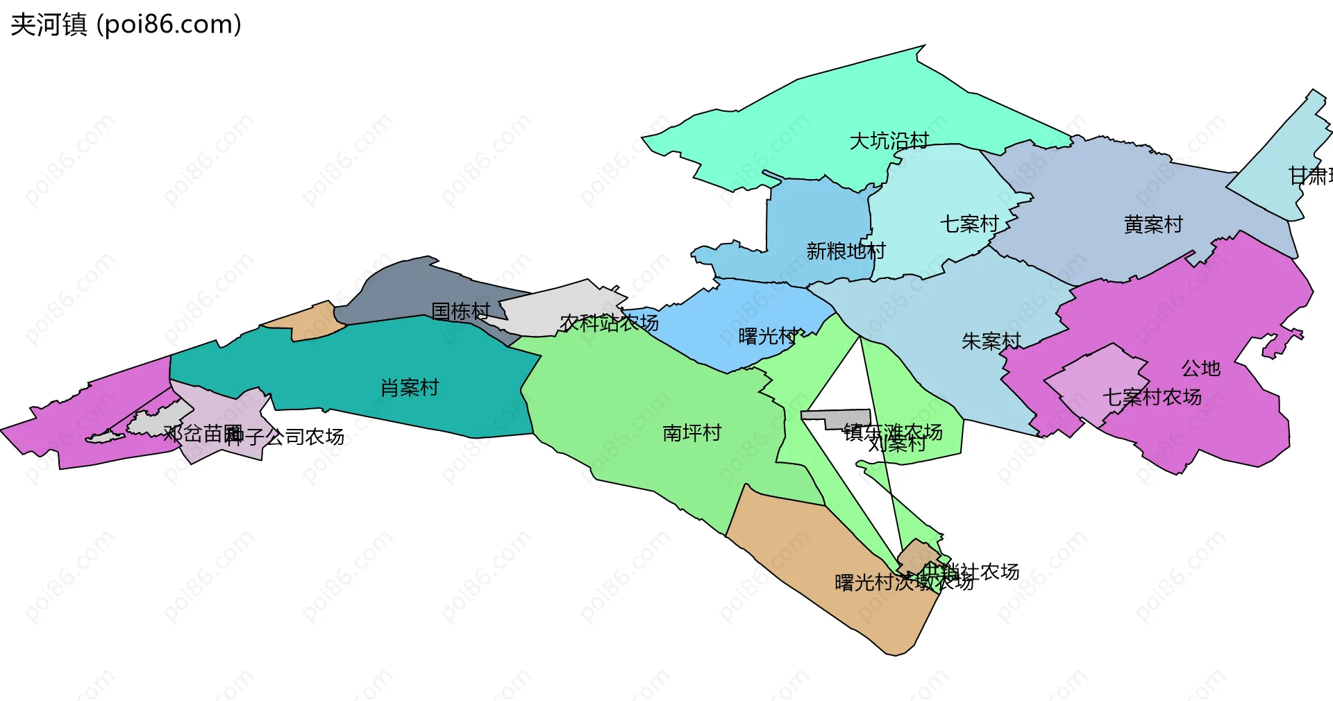 夹河镇边界地图(五级行政区划)