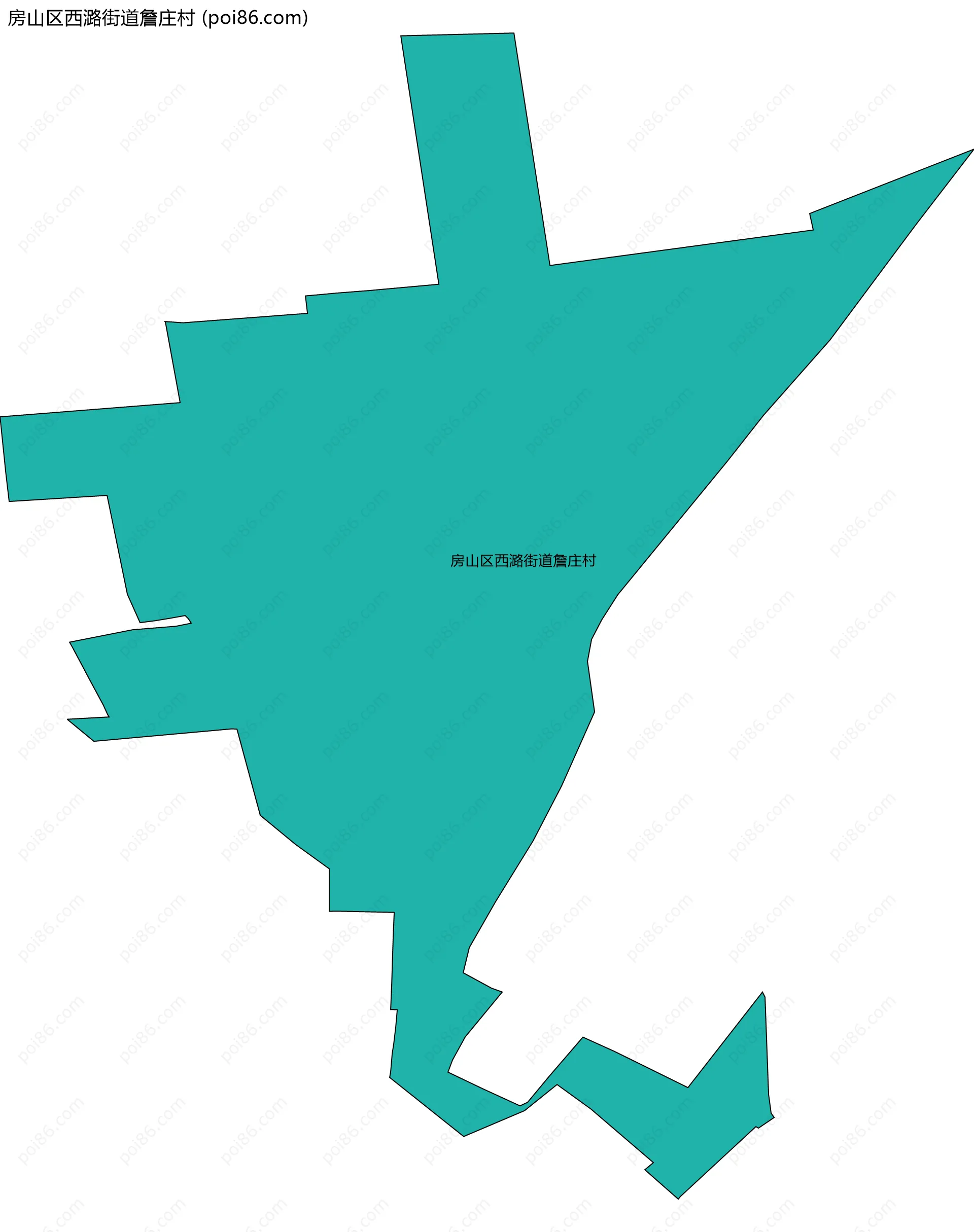 房山区西潞街道詹庄村边界地图