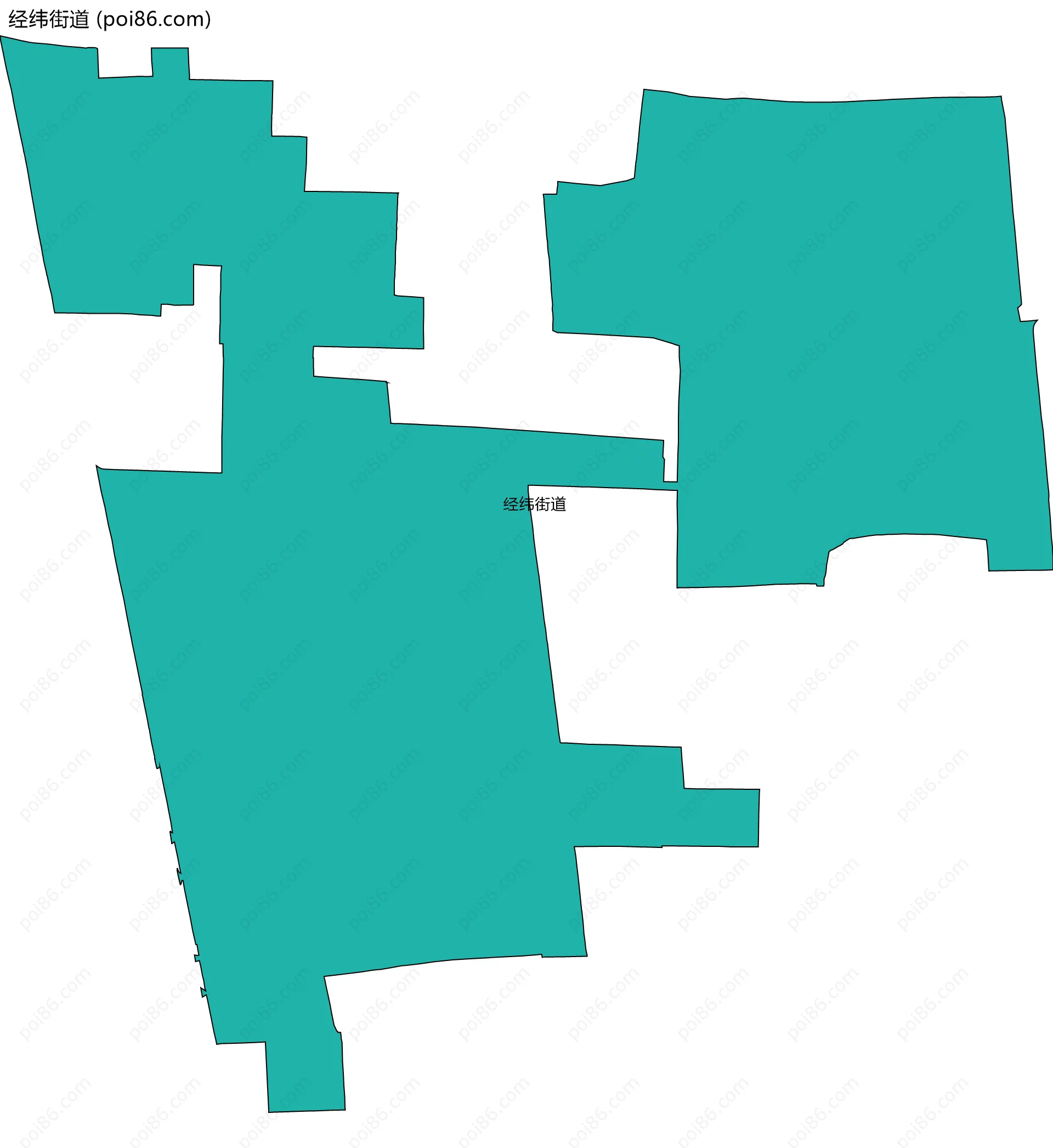 经纬街道边界地图(五级行政区划)