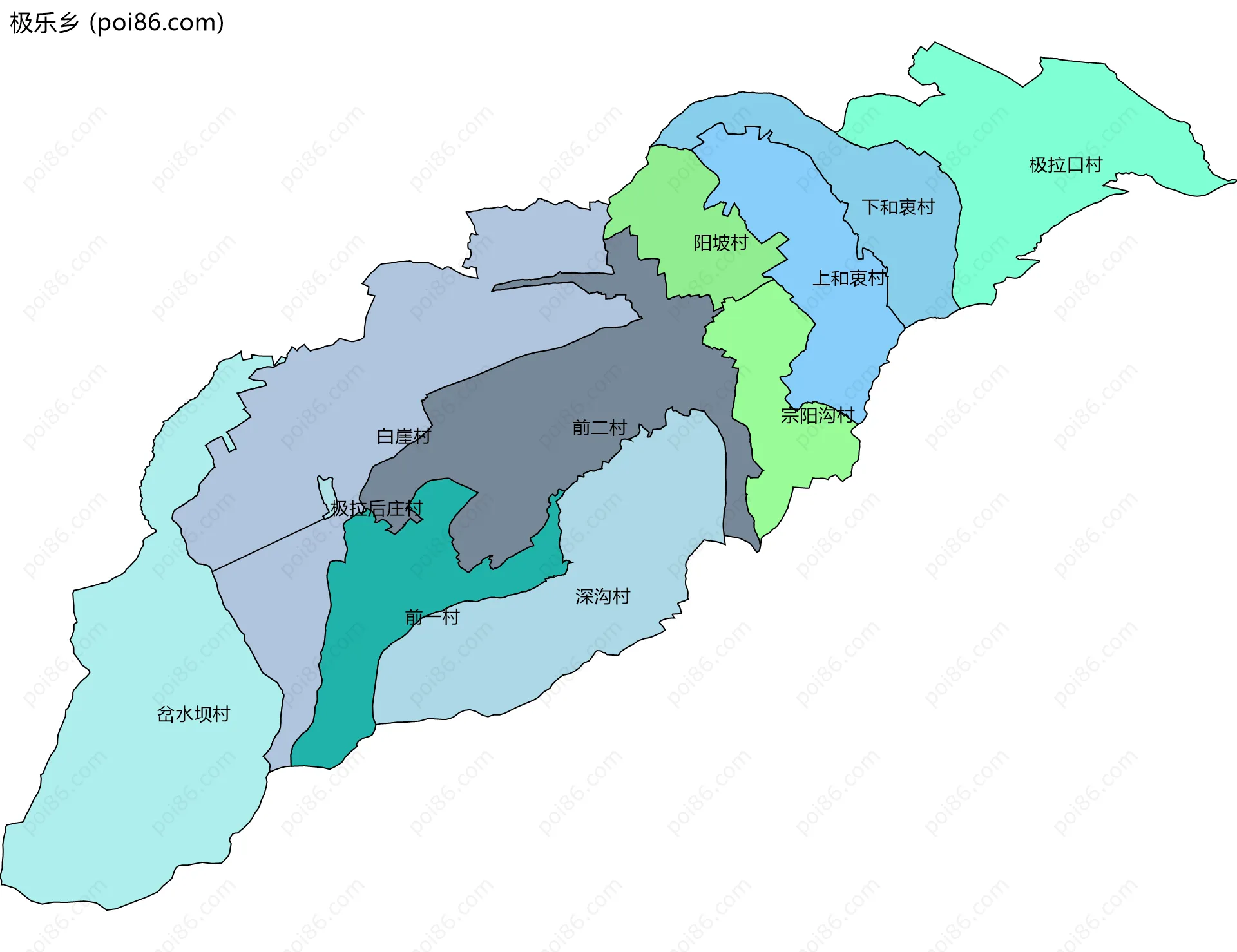 极乐乡边界地图(五级行政区划)