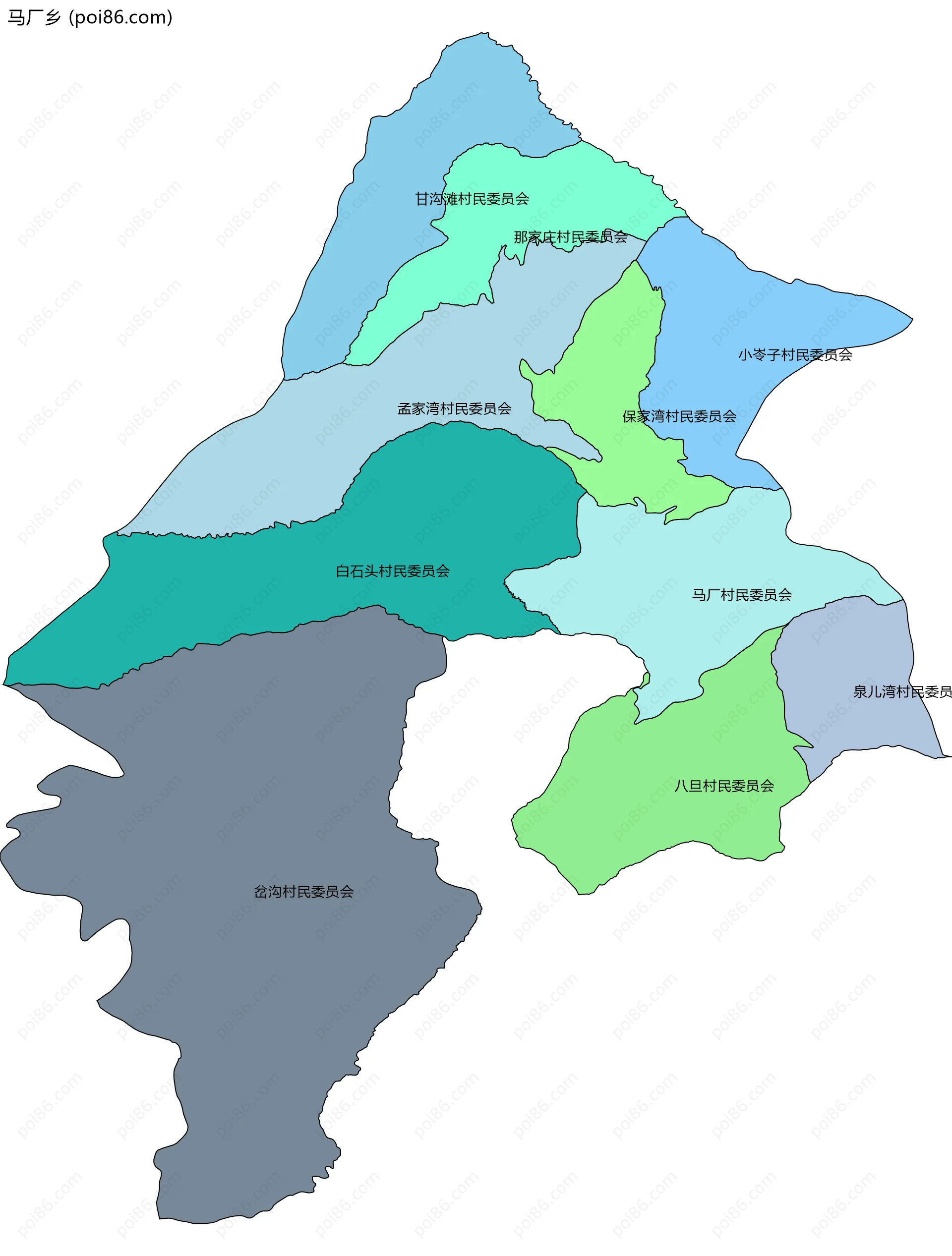 马厂乡边界地图(五级行政区划)