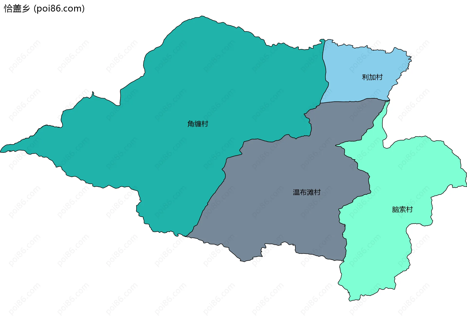 恰盖乡边界地图(五级行政区划)