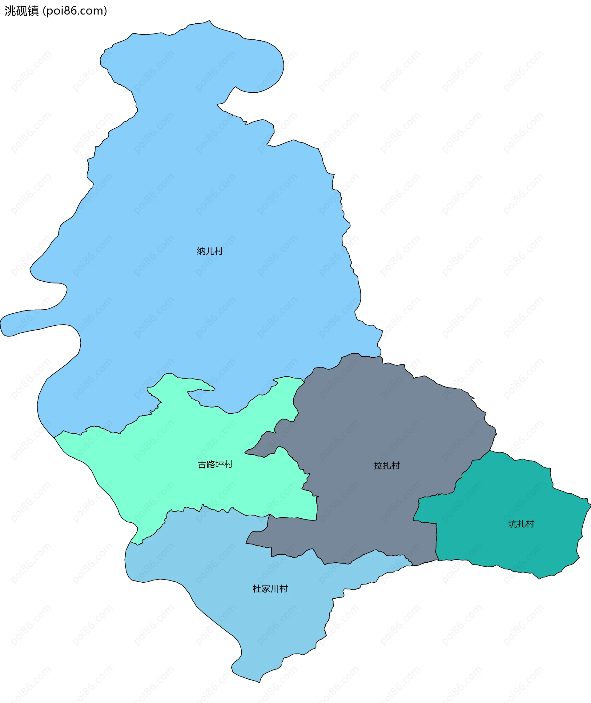 洮砚镇边界地图(五级行政区划)