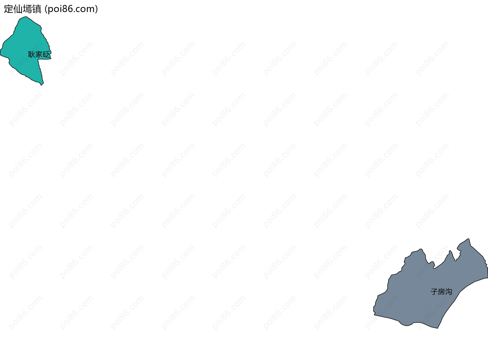定仙墕镇边界地图(五级行政区划)